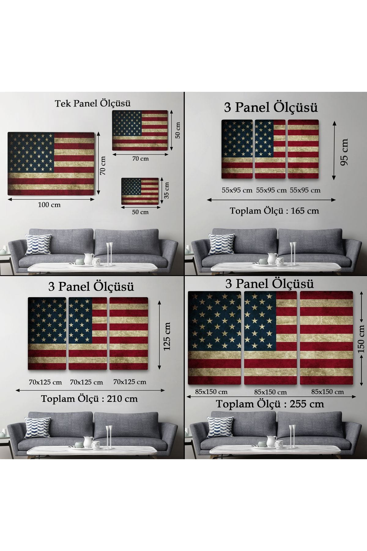 Amerika Birleşik Devletleri Bayrağı Rustik Kanvas Tablo-5412