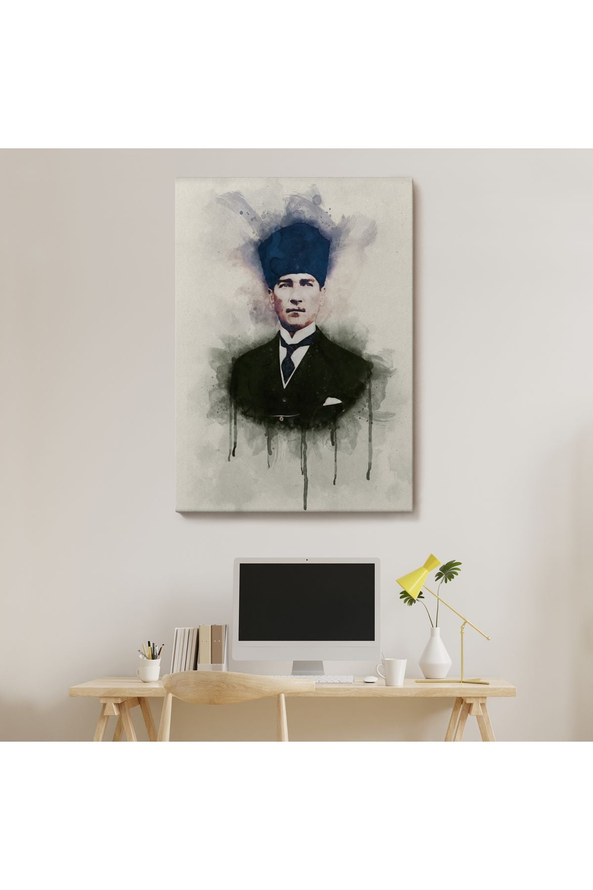 DB Atatürk Portre Tablosu Mustafa Kemal Atatürk Dikdörtgen Dekoratif Kanvas Tablo-CZ-77