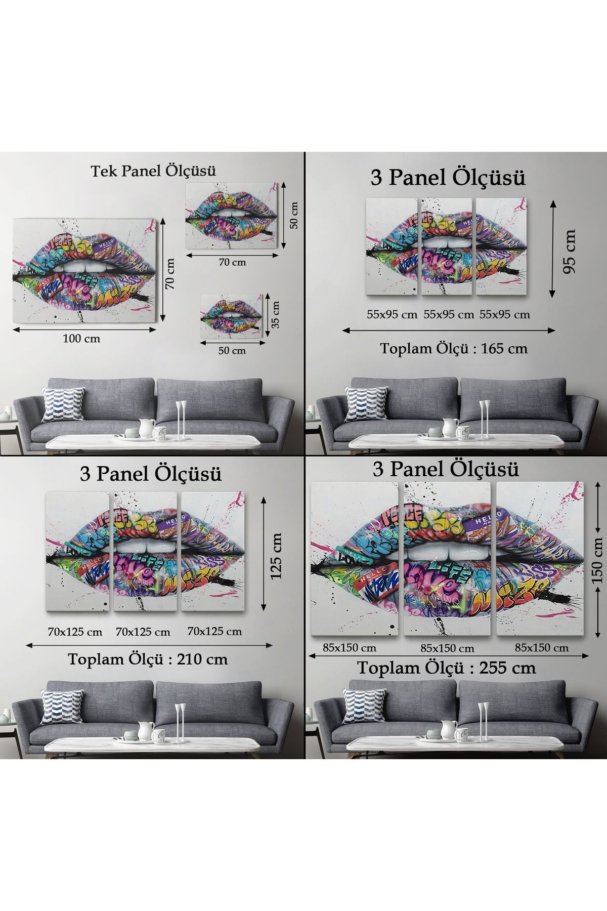 Dudak ve Diş Kanvas Tablo, Banksy Dudaklar Sokak Graffiti Sanatı Kanvas Tablo-5414