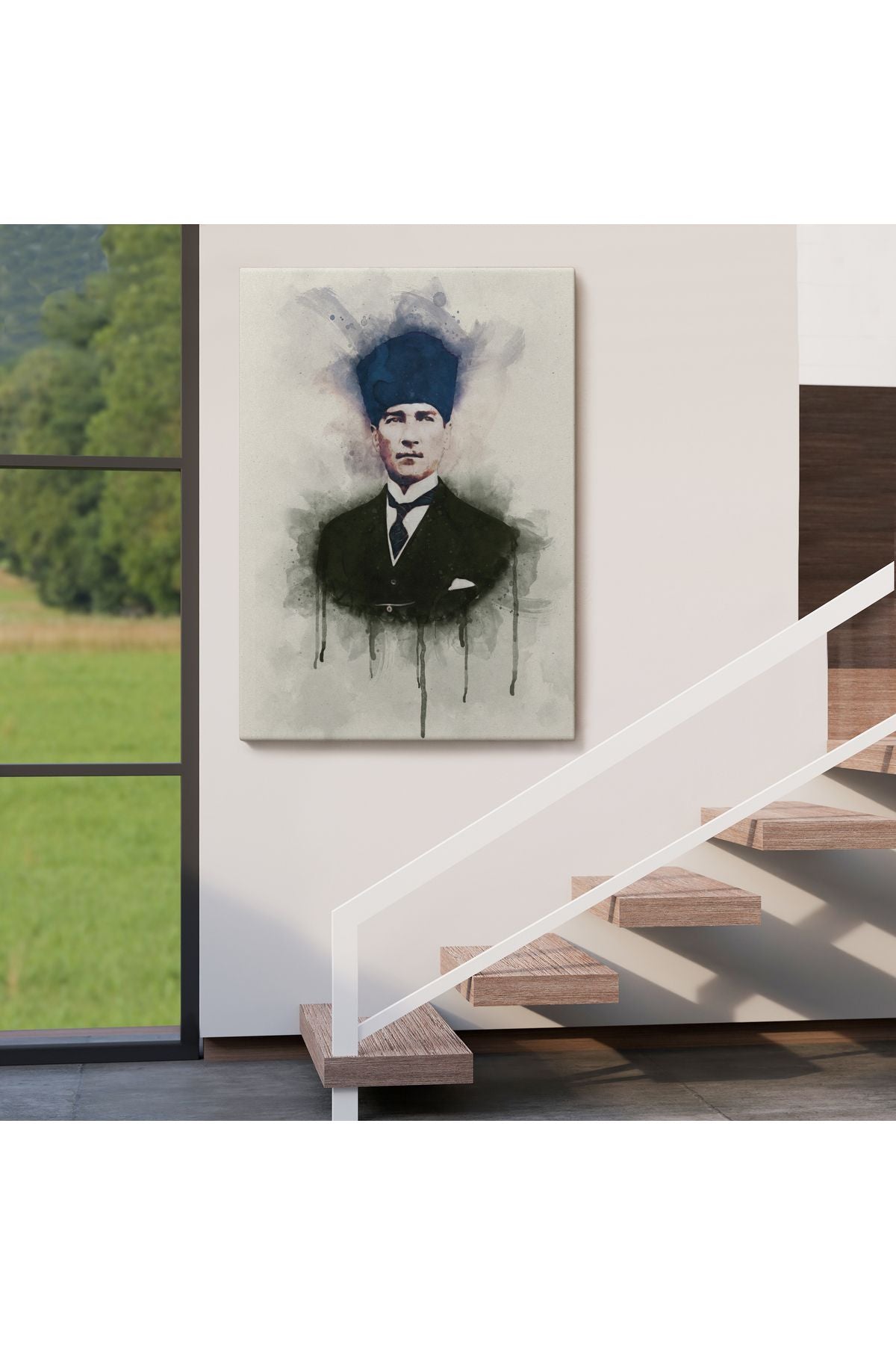 DB Atatürk Portre Tablosu Mustafa Kemal Atatürk Dikdörtgen Dekoratif Kanvas Tablo-CZ-77