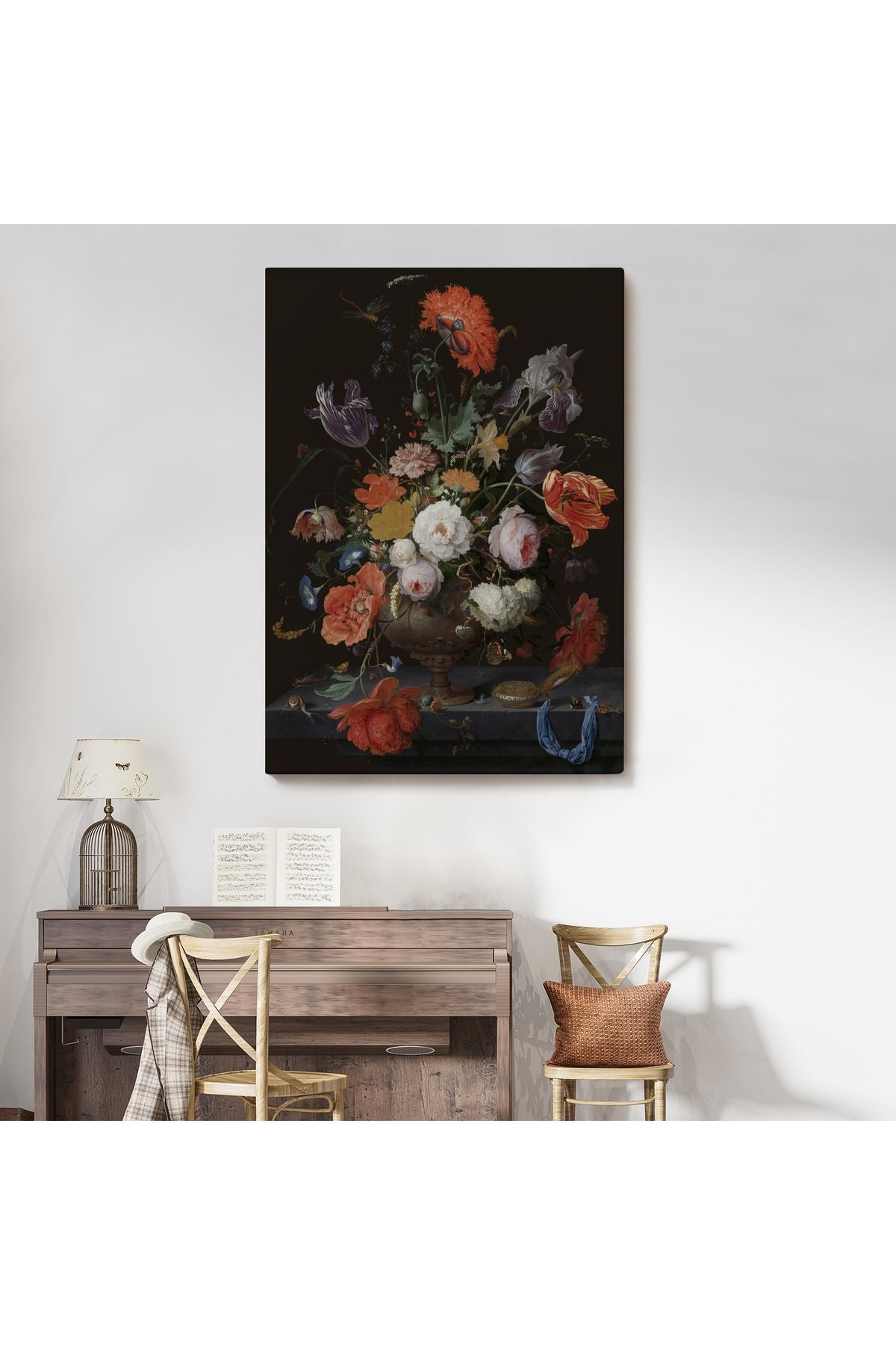 Vazodaki Renkli Çiçekler Duvar Tablosu-5996