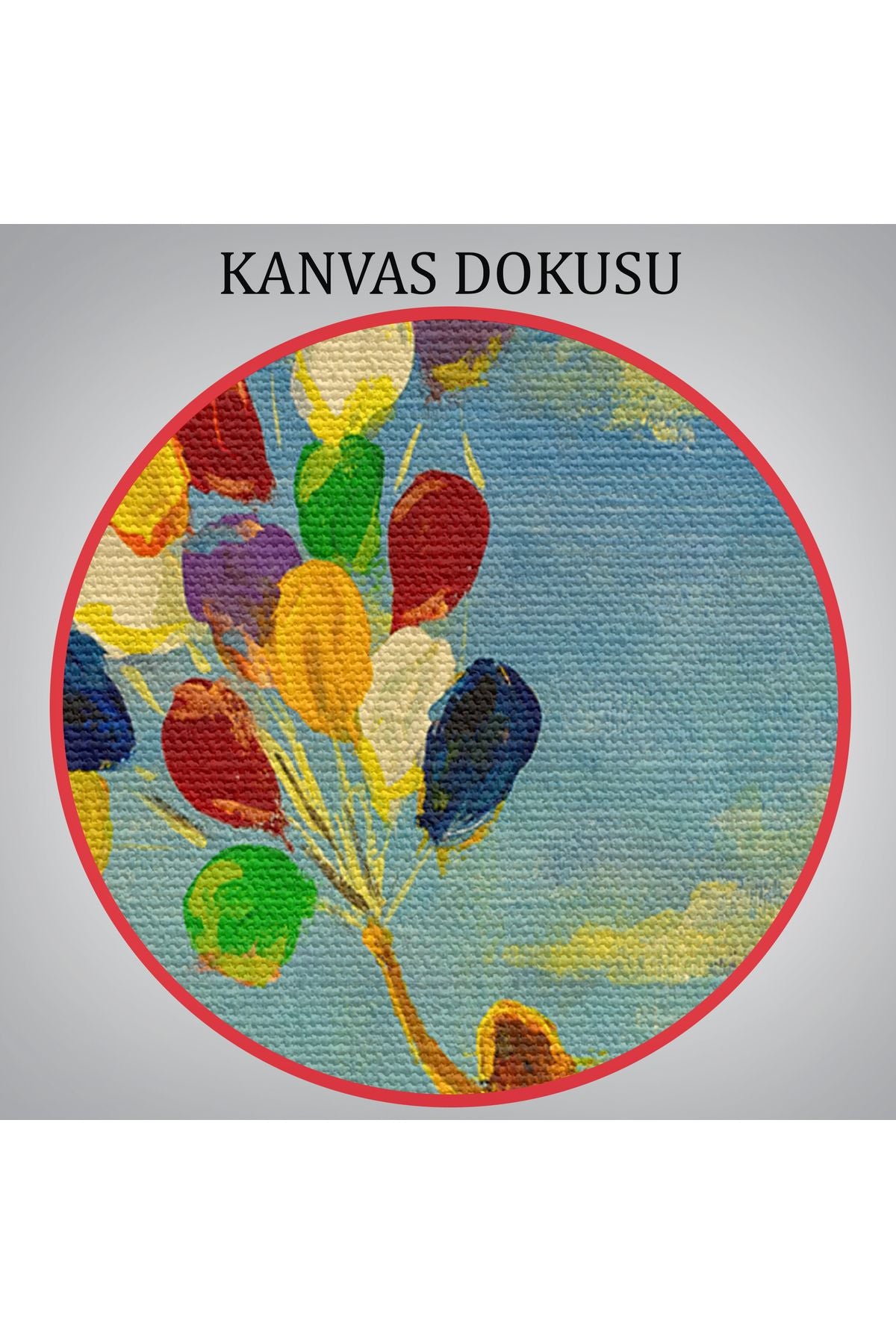 Renkli Balonlar İle Uçan Bisikletli Kız Kanvas Tablo-5036