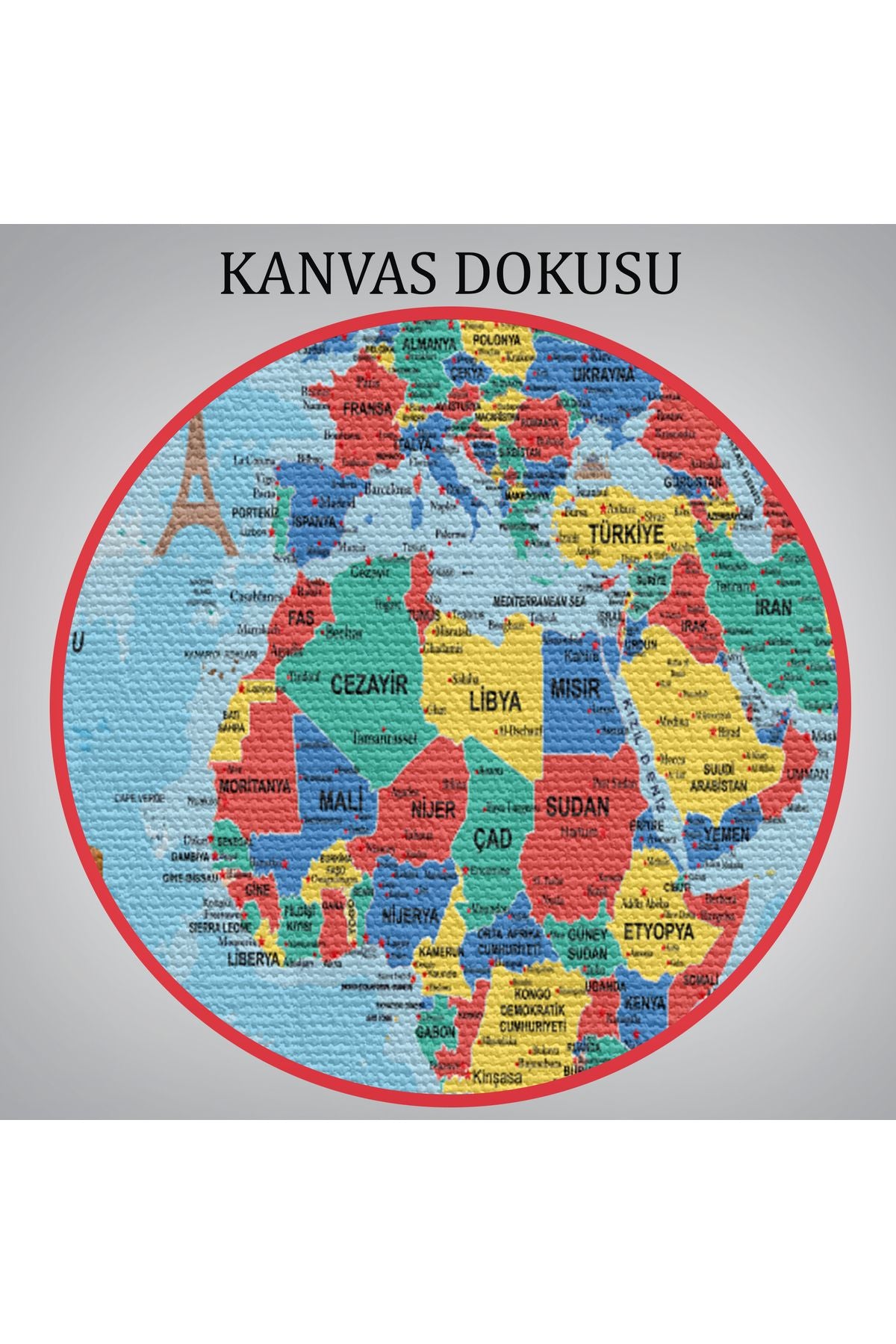 DB HG Türkçe Dünya Haritası Kanvas Tablo Son Derece Detaylı ve Dekoratif-2020