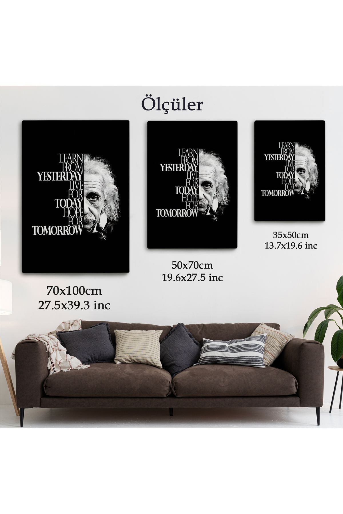 Dünden Öğrenin Bugünü Yaşayın Yarını Umut Edin Kanvas Tablo, Albert Einstein-5275