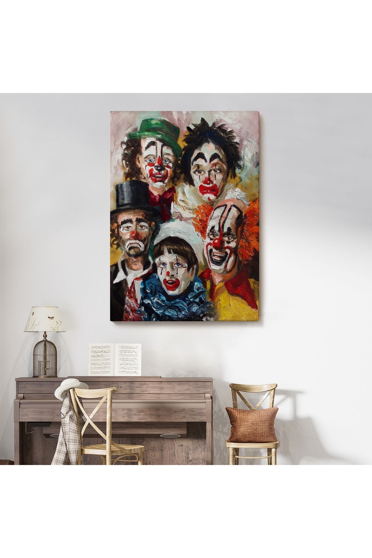 Kanvas, Duvar Tablosu, Dekoratif, Üzgün Palyaçolar 6421 EGKNV