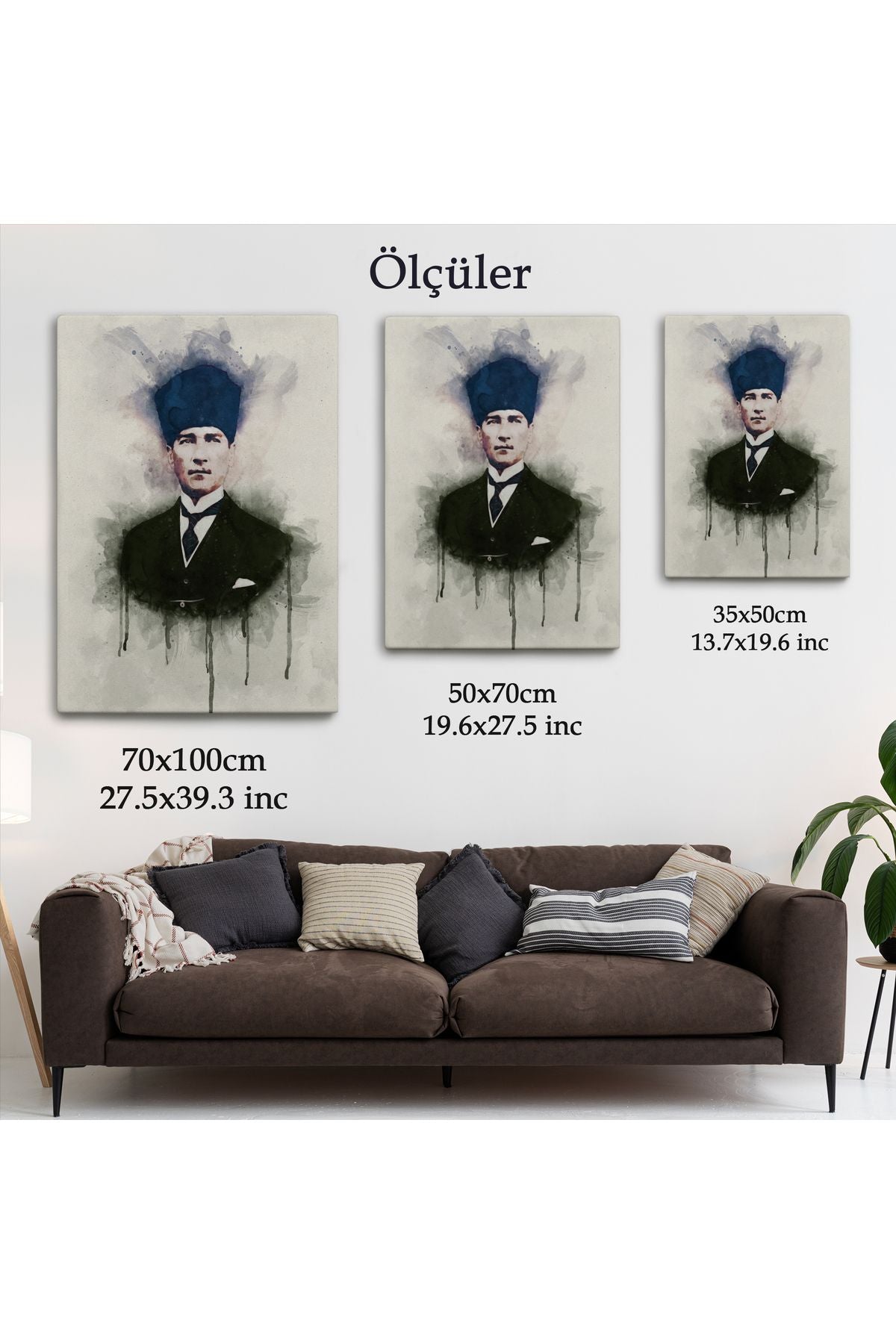 DB Atatürk Portre Tablosu Mustafa Kemal Atatürk Dikdörtgen Dekoratif Kanvas Tablo-CZ-77