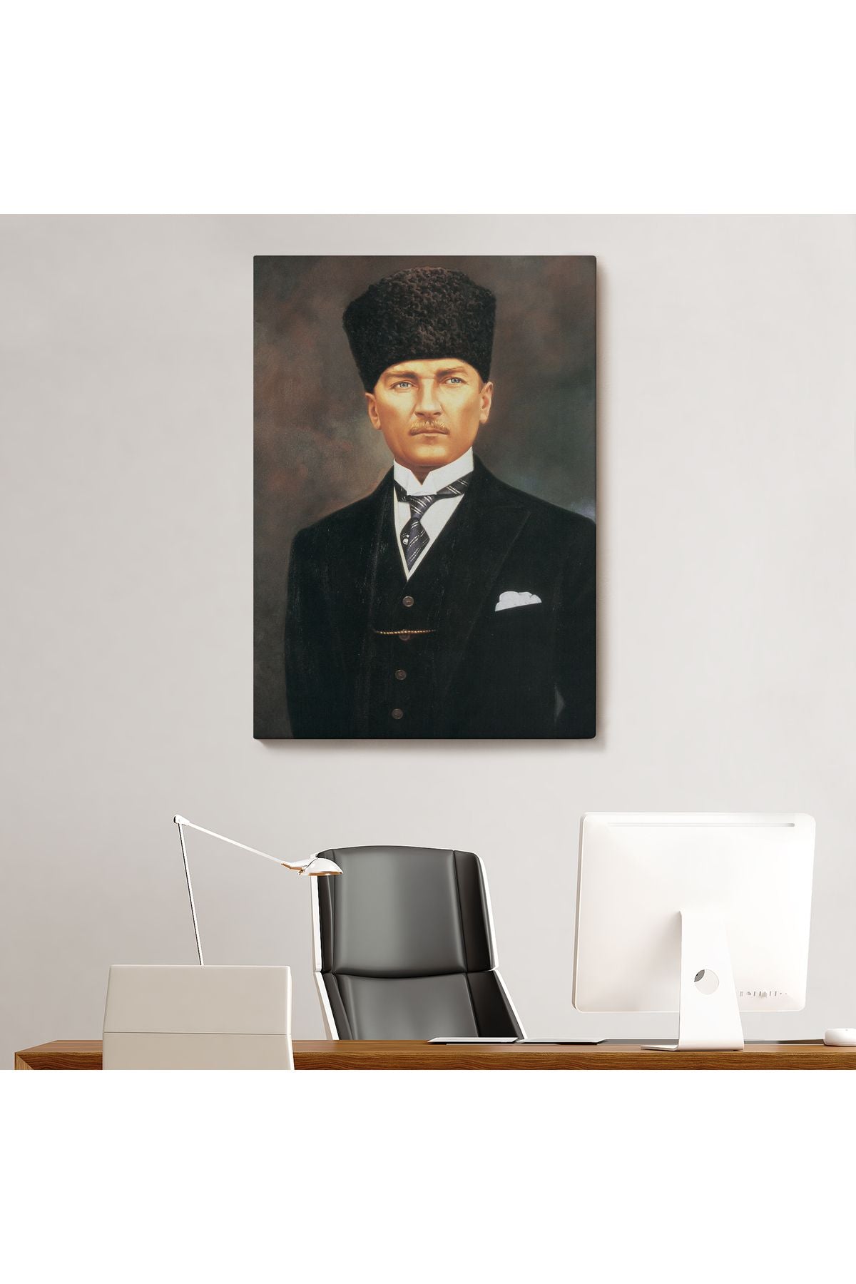 Atatürk Portre Tablosu Mustafa Kemal Atatürk Dikdörtgen Dekoratif Kanvas Tablo-CÖ-65
