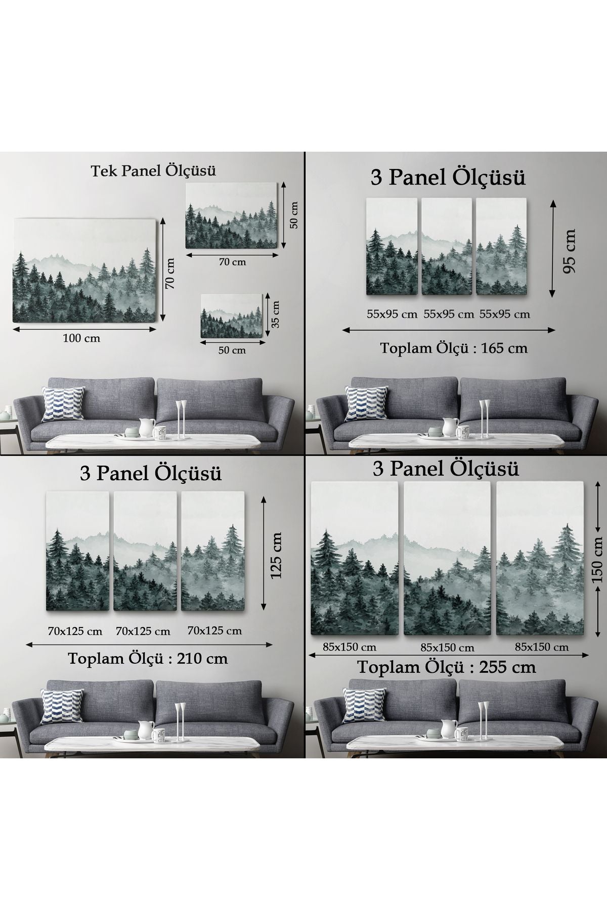 Suluboya Görünümlü Orman Manzarası Dekoratif Kanvas Duvar Tablosu-3644