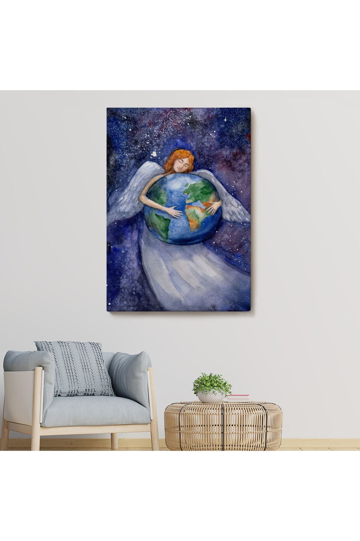 Dünyayı Kucaklayan Melek Duvar Tablosu-6000