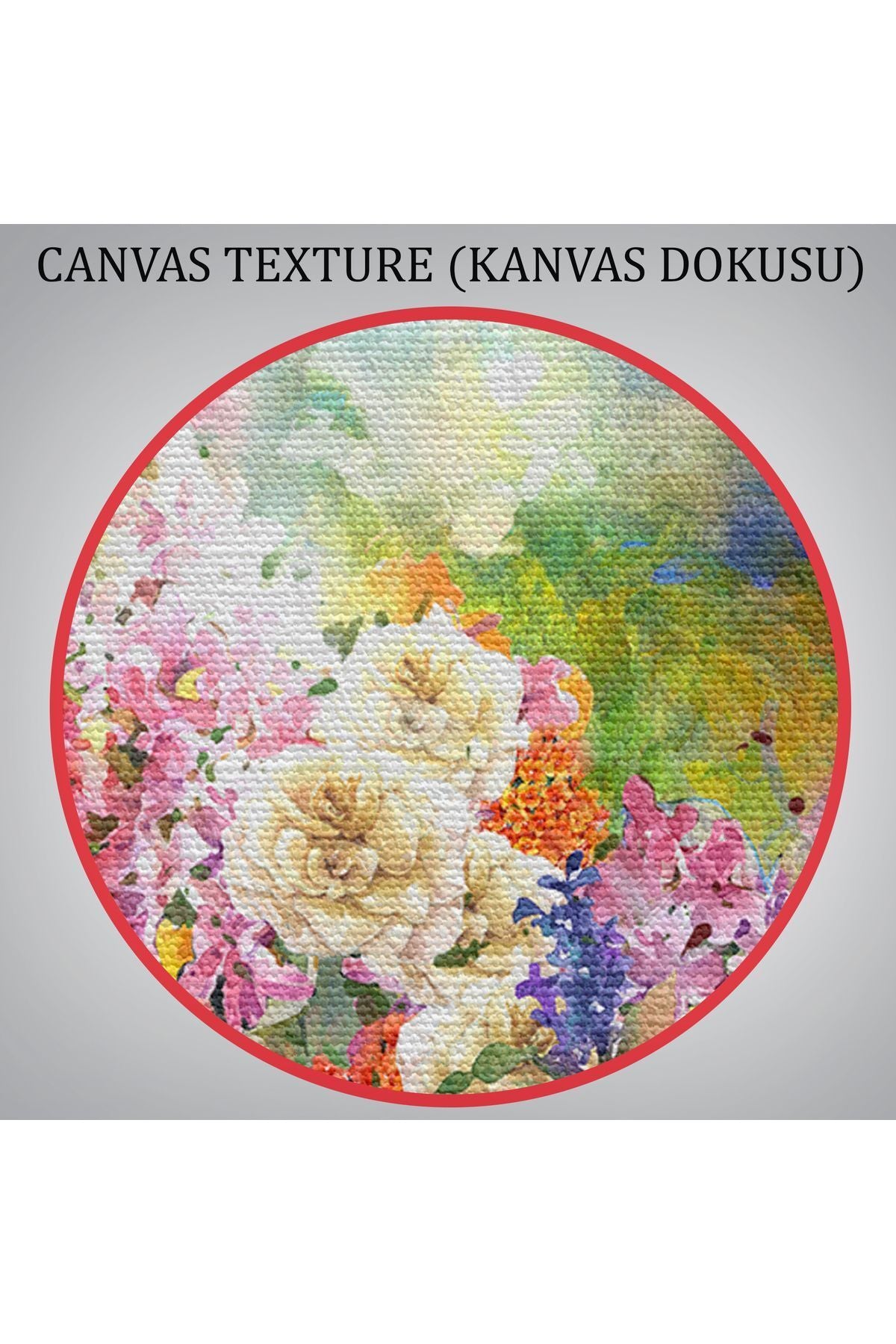 Suluboya Görünümlü Çok Renkli Çiçek Manzaralı Kanvas Tablo-1196