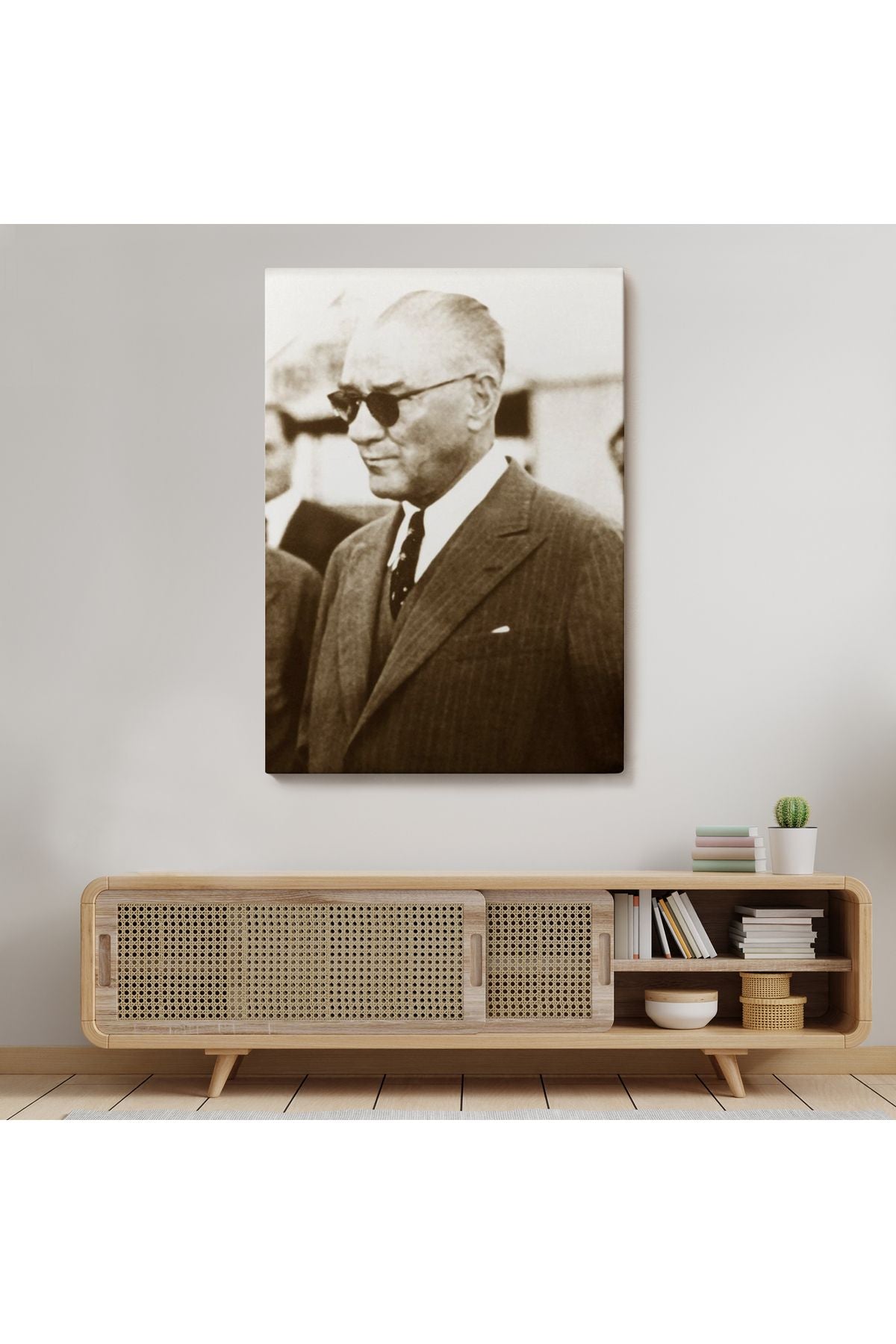 Atatürk Portre Tablosu Mustafa Kemal Atatürk Dikdörtgen Dekoratif Kanvas Tablo-FŞ-143