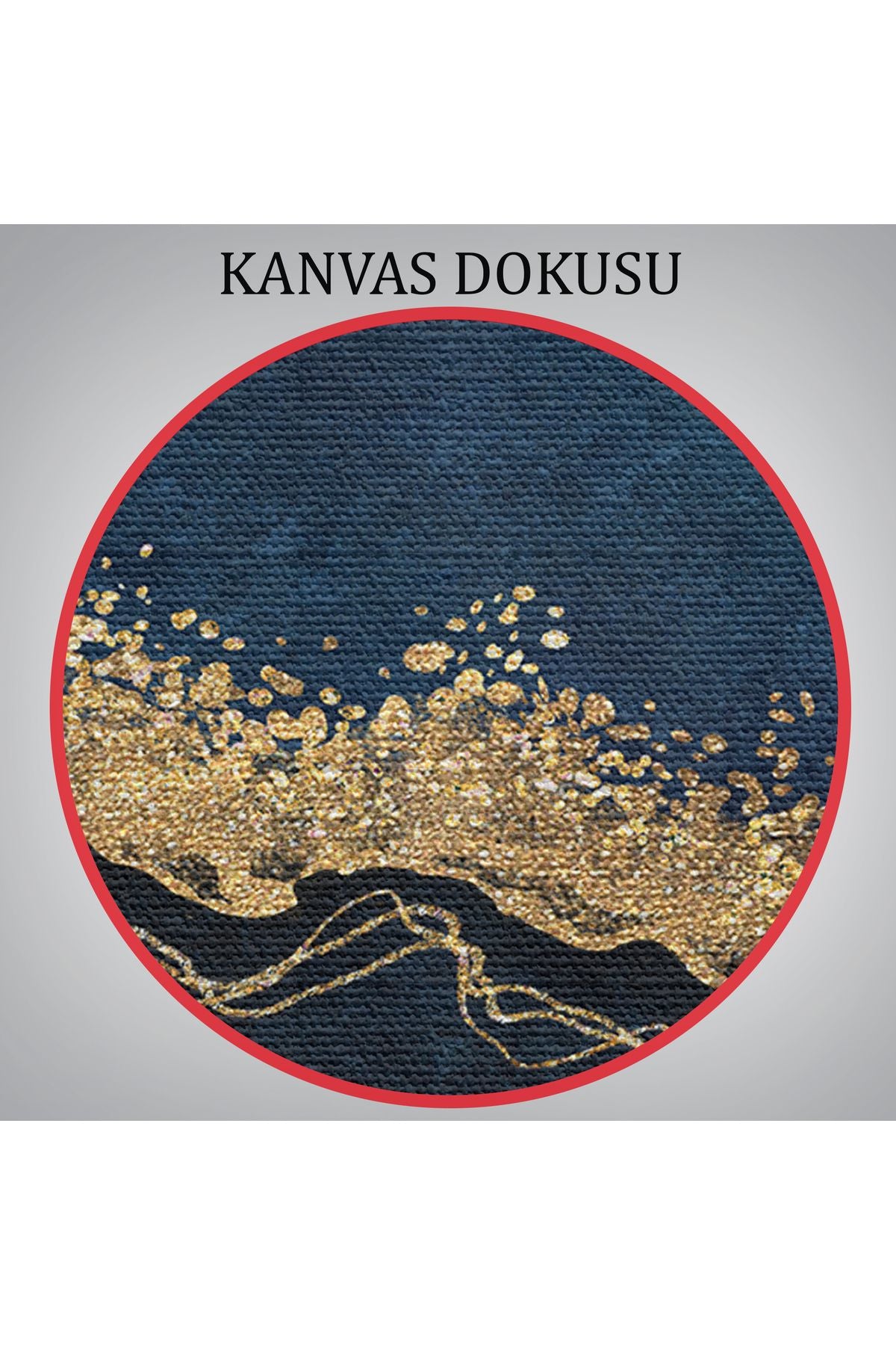 Mavi ve Gold'un Müthiş Uyumu Mermer Görünümlü Modern Kanvas Tablo-5062