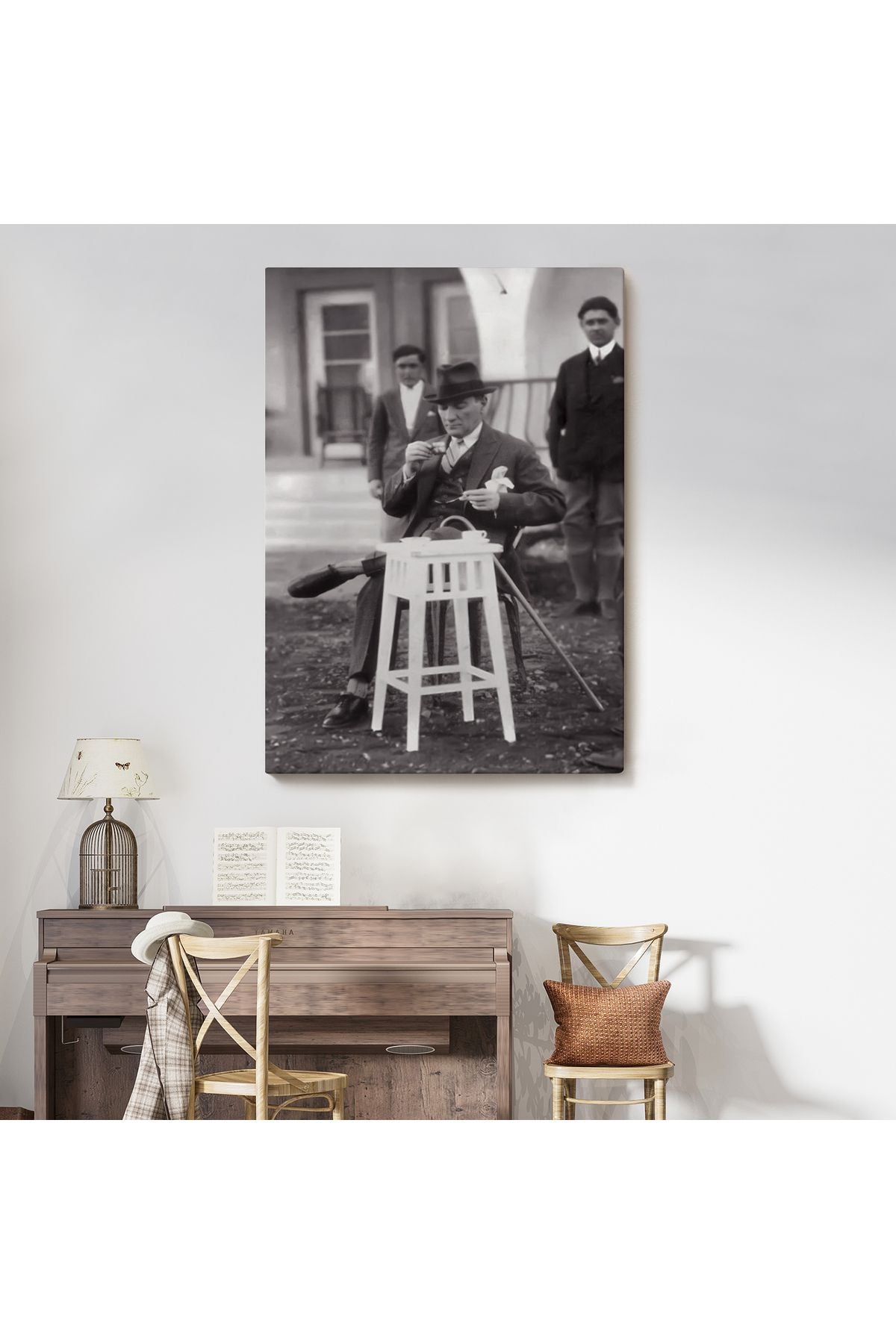 Atatürk Portre Tablosu Mustafa Kemal Atatürk Dikdörtgen Dekoratif Kanvas Tablo-EZ-124