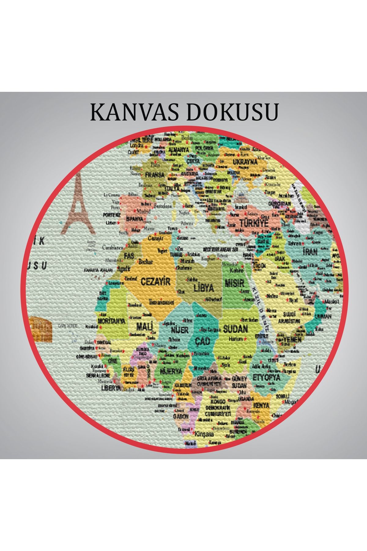 arg001 seri Türkçe Dünya Haritası Çok Detaylı Ünlü Yerler Sembollü Kanvas Tablo 1741