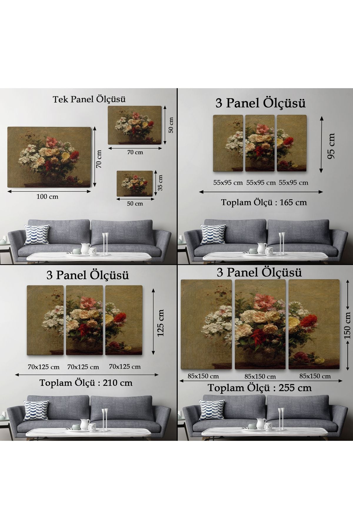 YB HG Vazodaki Renkli Çiçekler Duvar Tablosu-3493