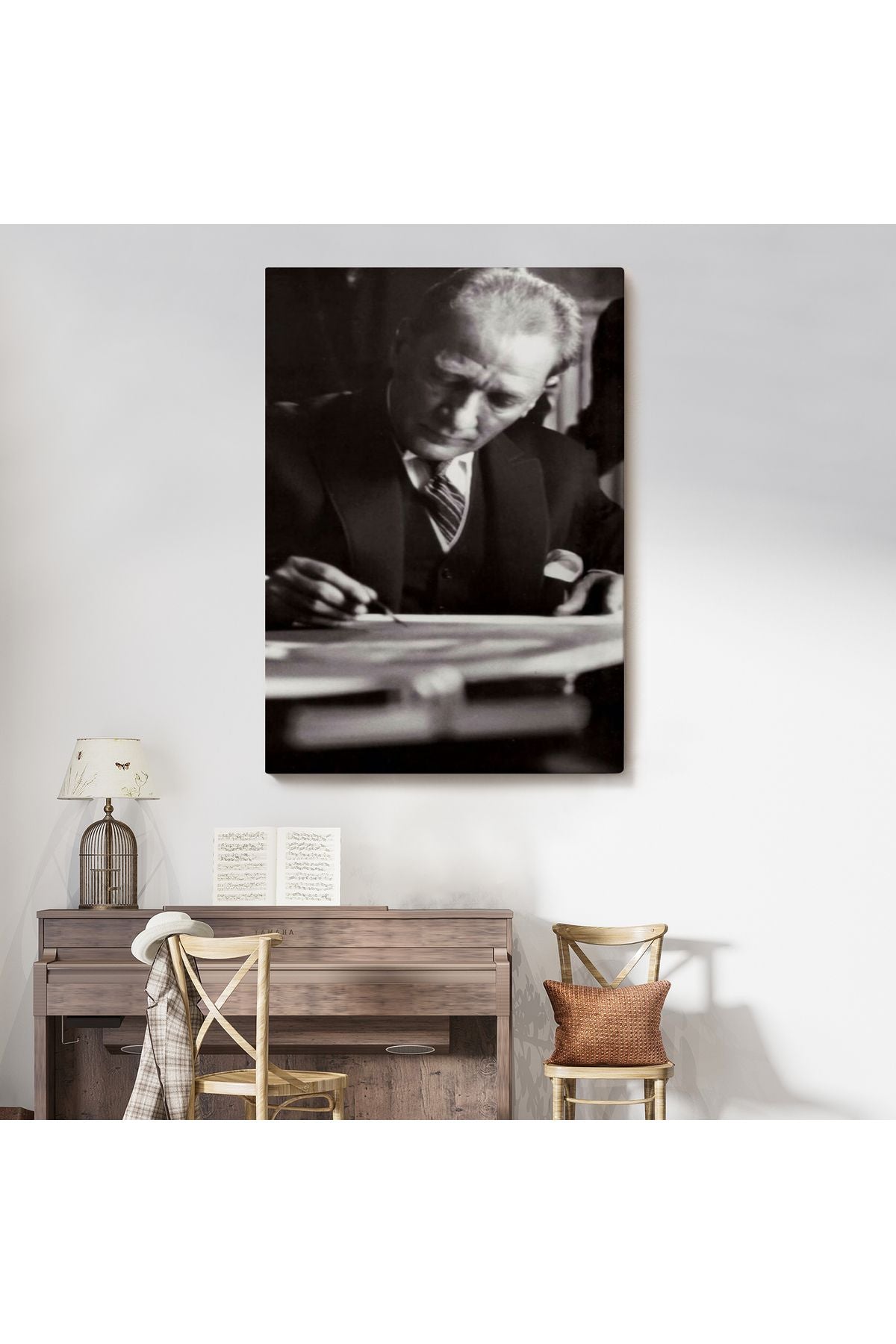 Atatürk Portre Tablosu Mustafa Kemal Atatürk Dikdörtgen Dekoratif Kanvas Tablo-FB-126