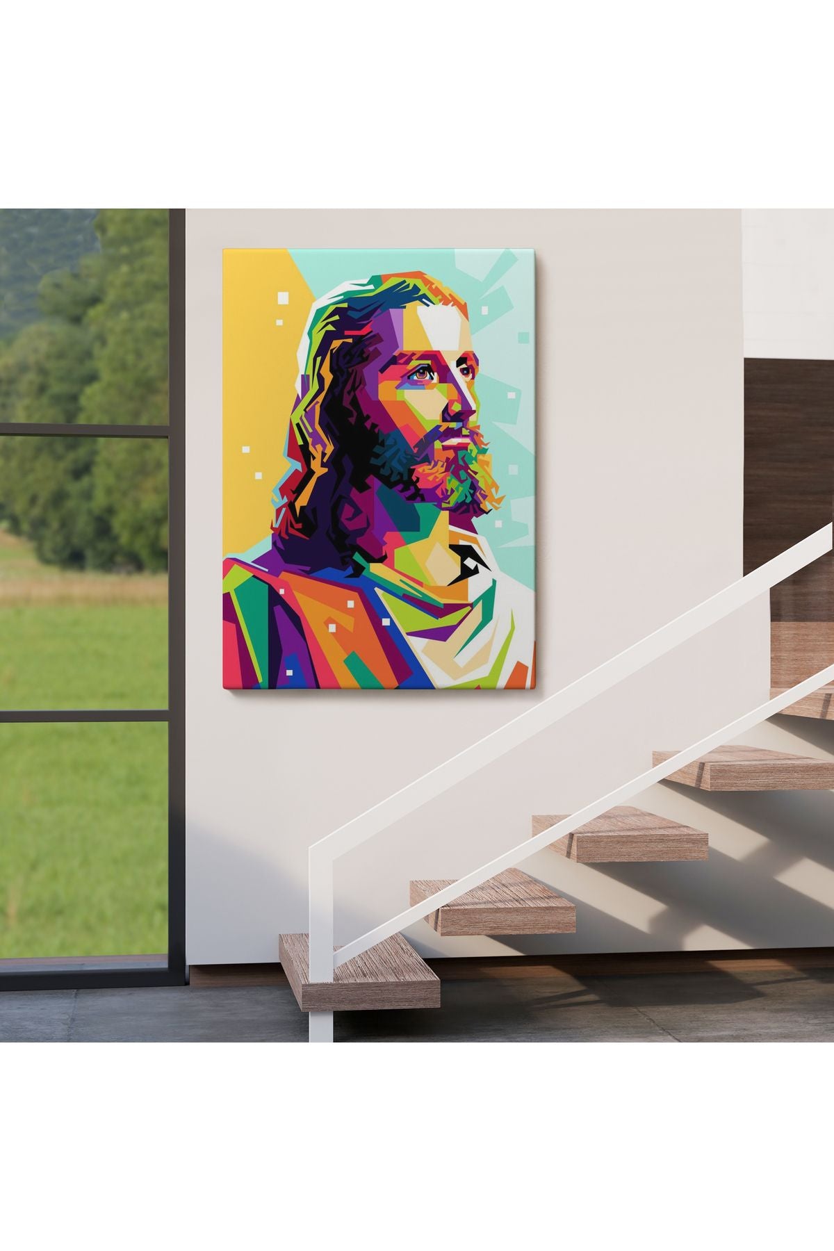Renkli İsa Mesih Duvar Tablosu, Jesus Christ-6343