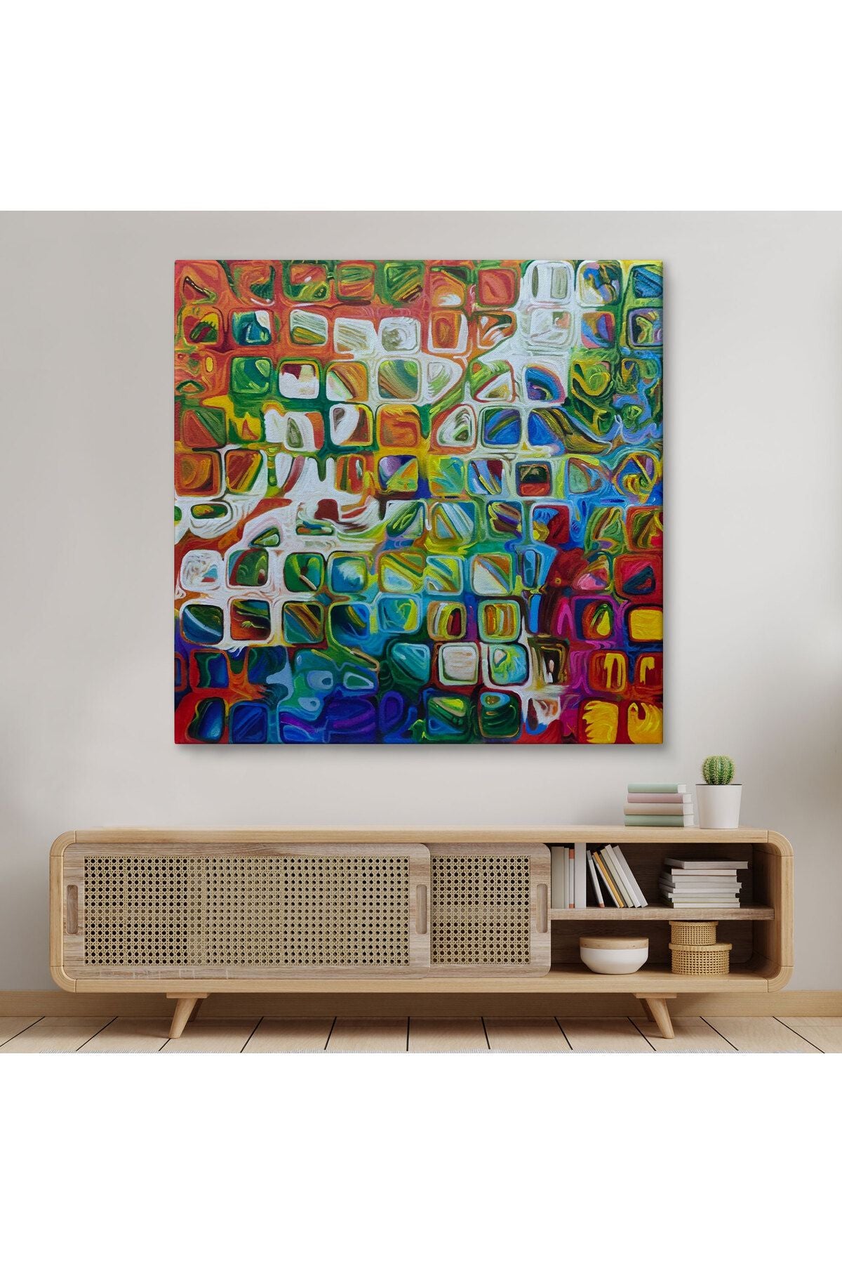 Renkli Buz Cam Kanvas Tablo-5897