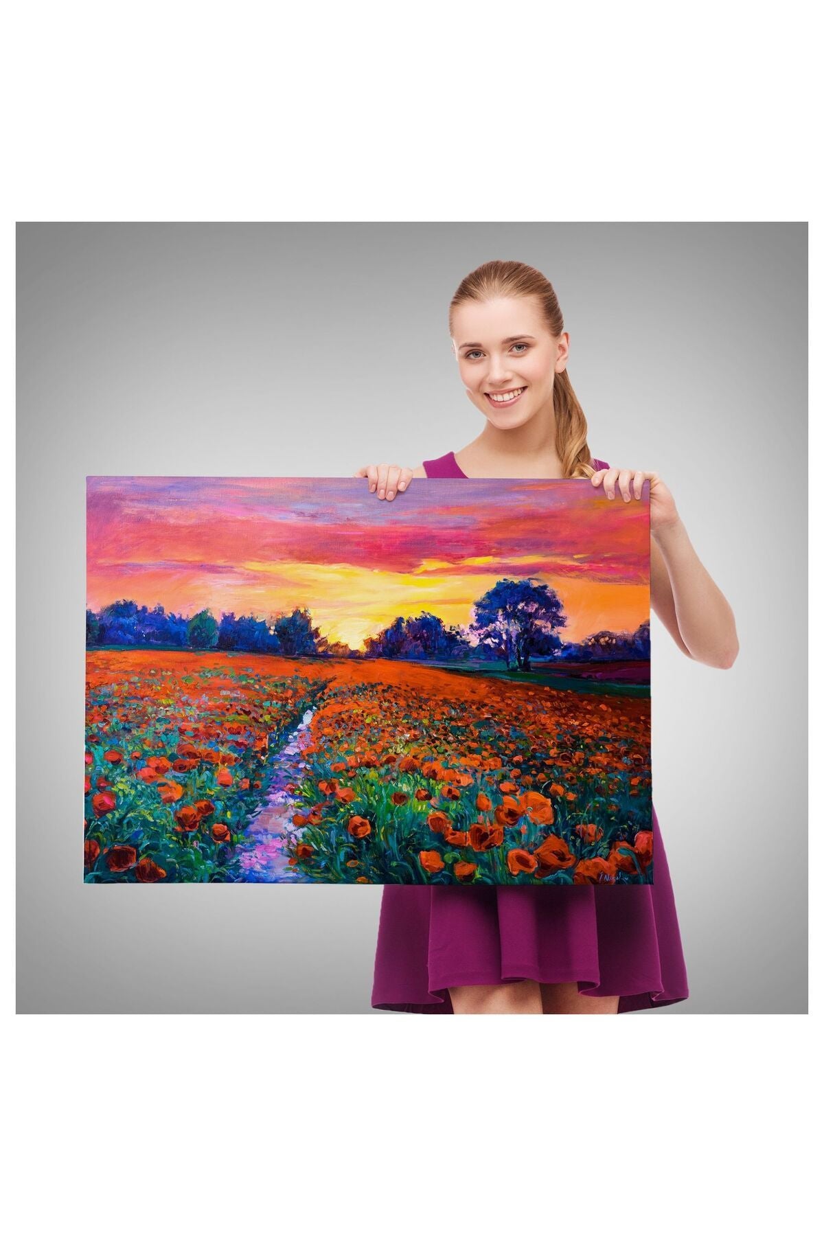 Kanvas, Duvar Tablosu, Dekoratif, Haşhaş Tarlası, Yağlı Boya 1211 EGKNV