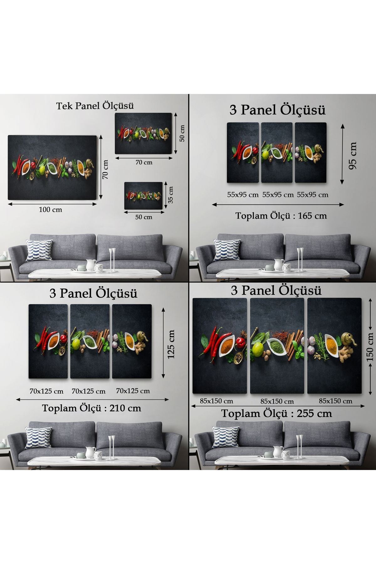 Mutfak Masasın da Baharatlar Dekoratif Kanvas Duvar Tablosu-3538