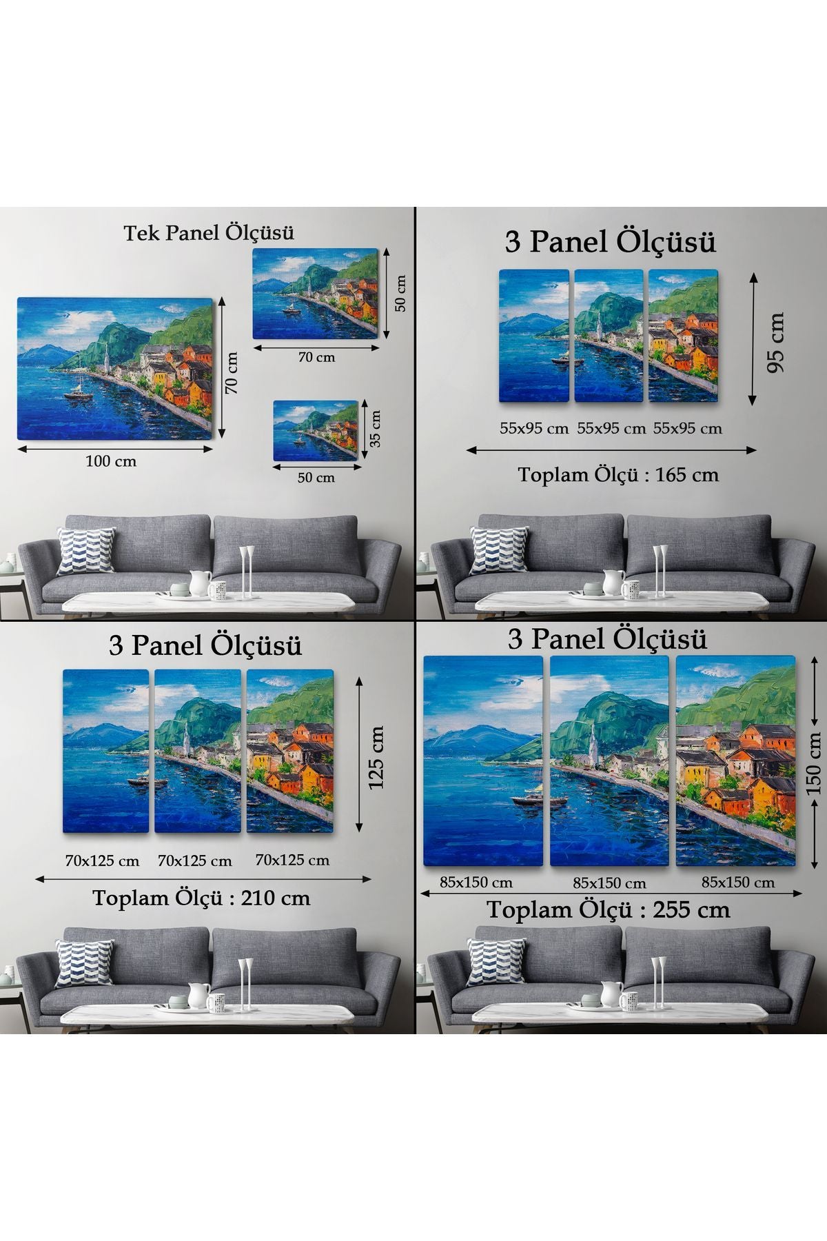 Hallstatt Avusturya Yağlıboya Görünüm Dekoratif Kanvas Duvar Tablosu-3742