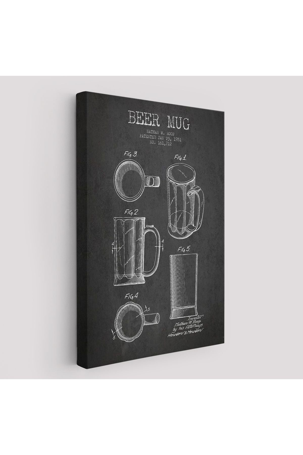 1951 tarihli Bira Bardağı Patent Çizimi Dekoratif Kanvas Duvar Tablosu-5213