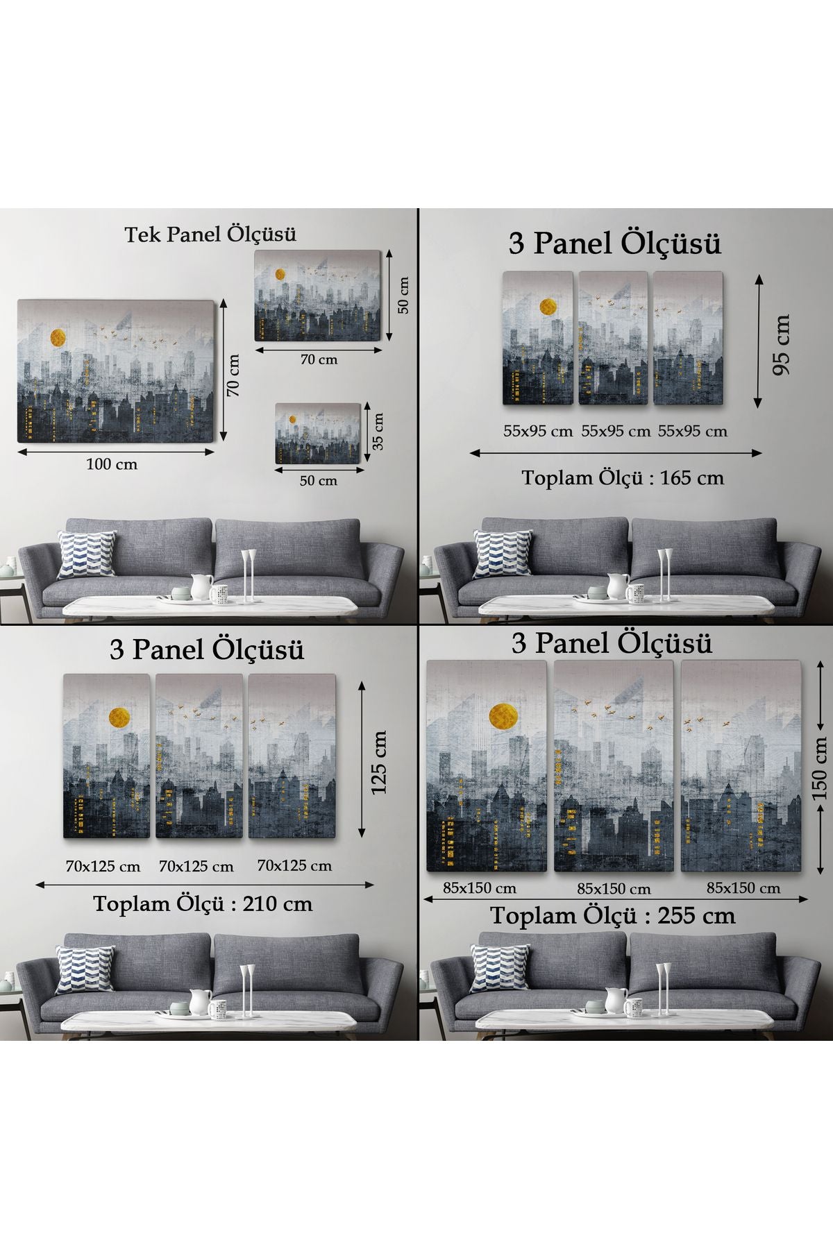 Modern Şehir Manzarasının Silueti Kanvas Tablo-5038