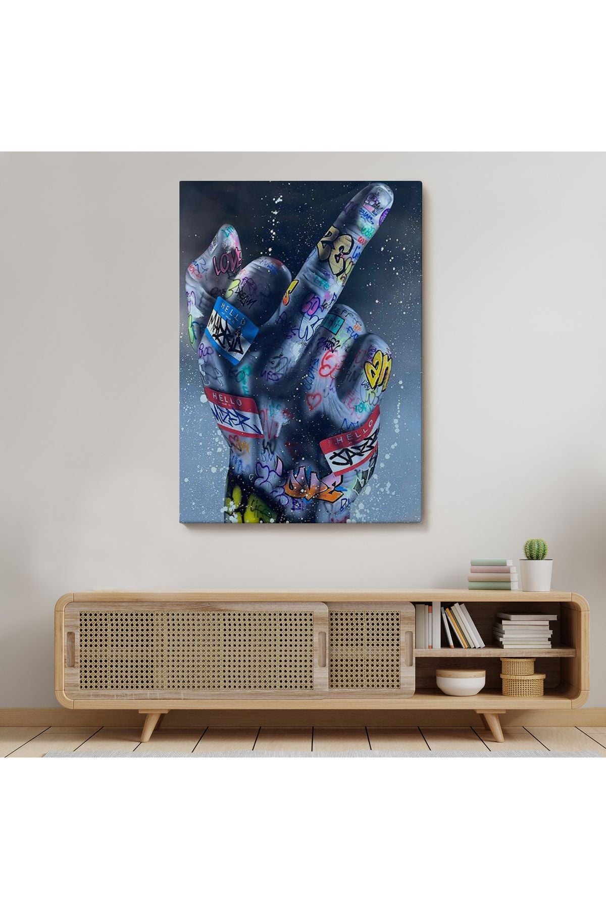 El Hareketi Hip Hop Posteri, Orta Parmak Hareketi Sokak Sanatı, Kanvas Tablo-5315