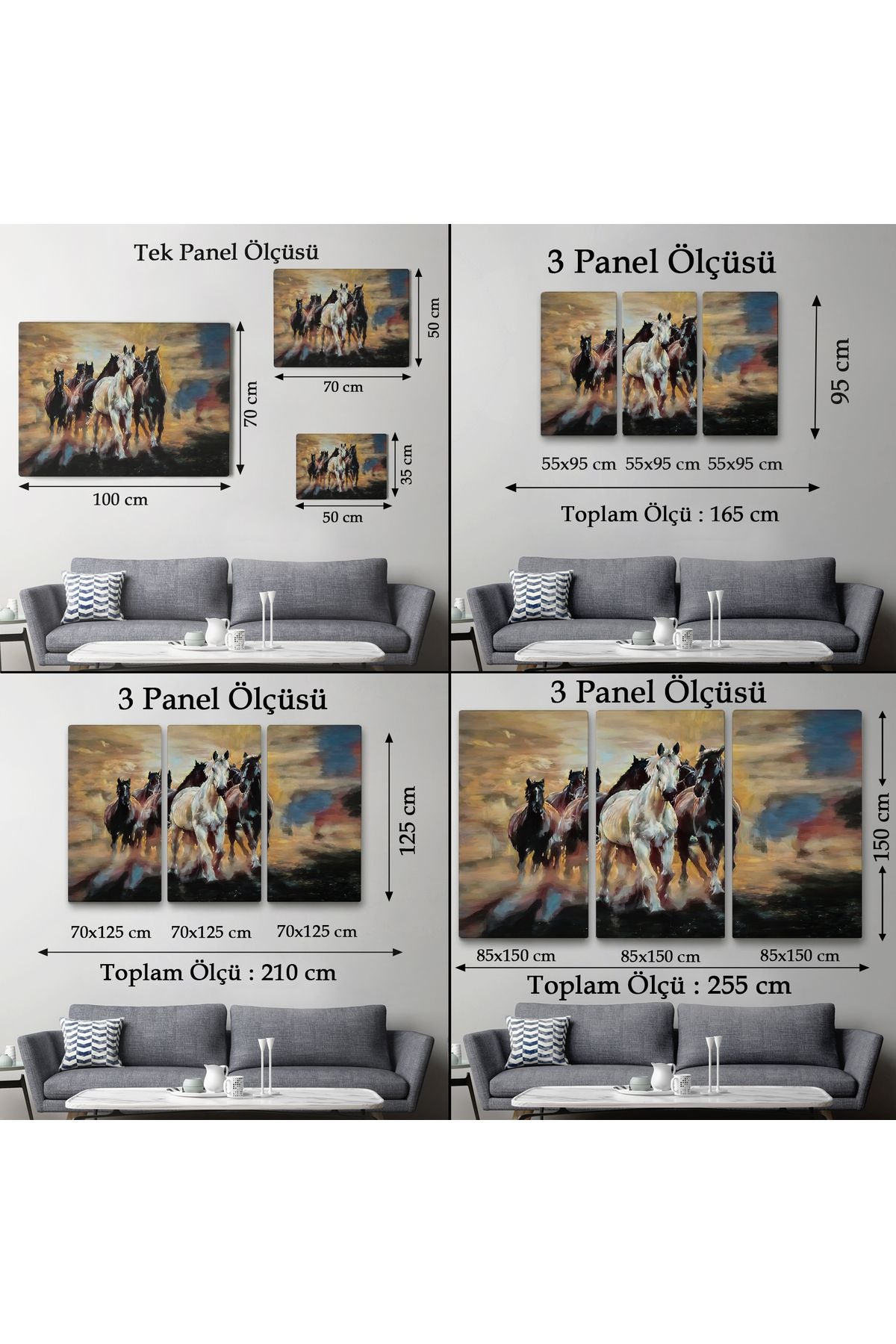 Koşan Atlar Dekoratif Duvar Tablosu-3670