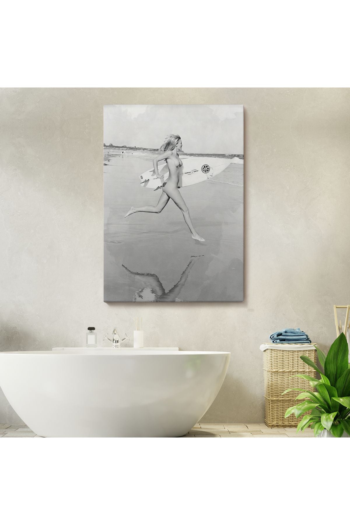 Çıplak Sörfçü Kadın Kanvas Tablo-5240