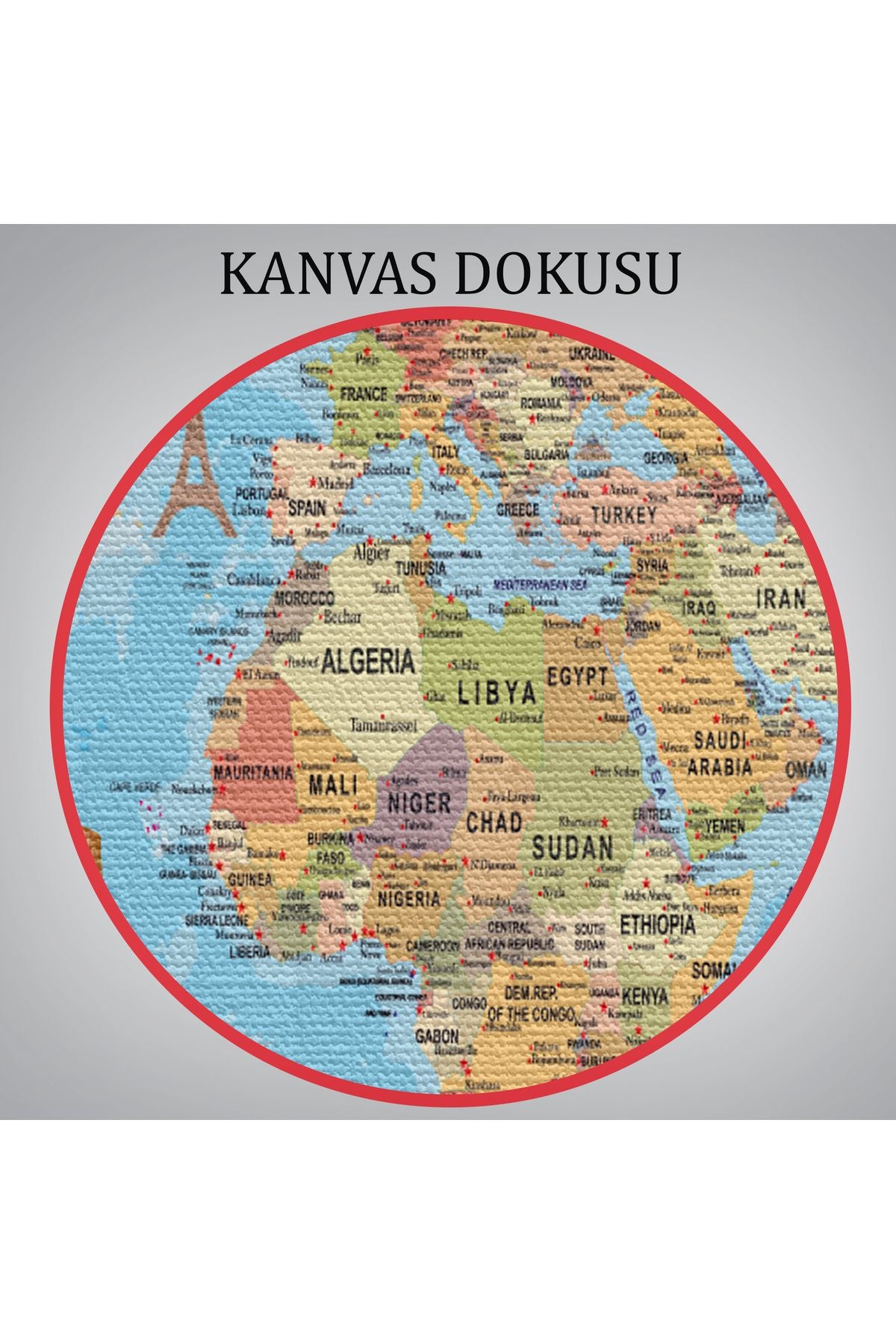 Dünya Haritası Kanvas Tablo Son Derece Detaylı Dekoratif Okyanuslu-2015