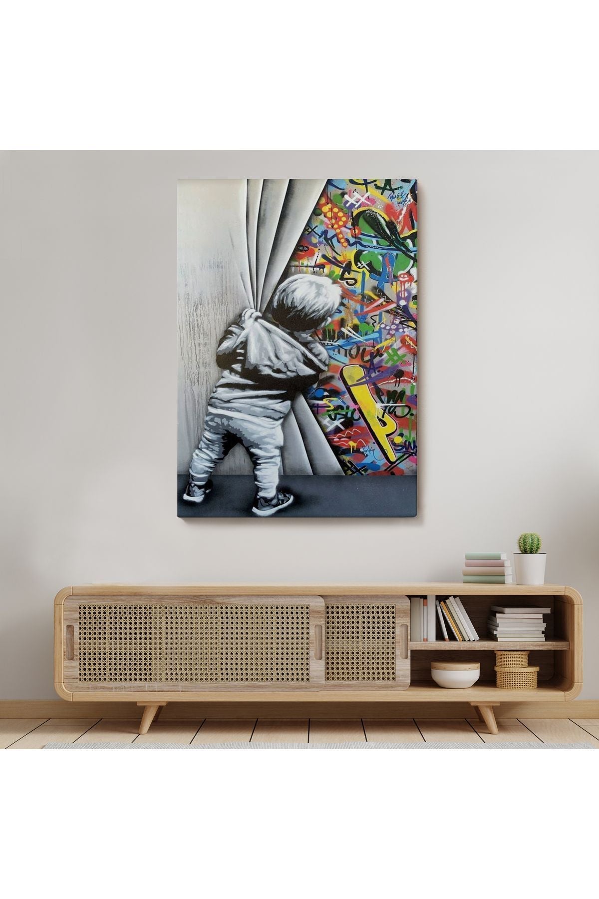 Dekoratif Kanvas Tablo-Sokak Sanatı PopArt Banksy Tarz Duvar Tablosu 6168