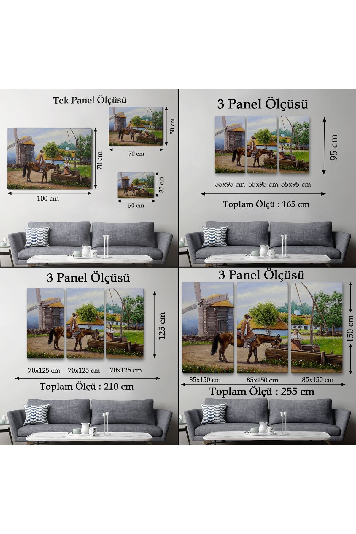 Köy Manzarası Yağlıboya Görünüm Dekoratif Kanvas Duvar Tablosu-3737