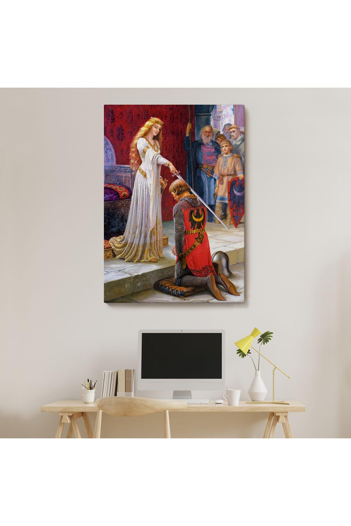 The Accolade - Edmund Blair Leighton Şövalyenin Kraliçeye Sadakat Tablosu-6460
