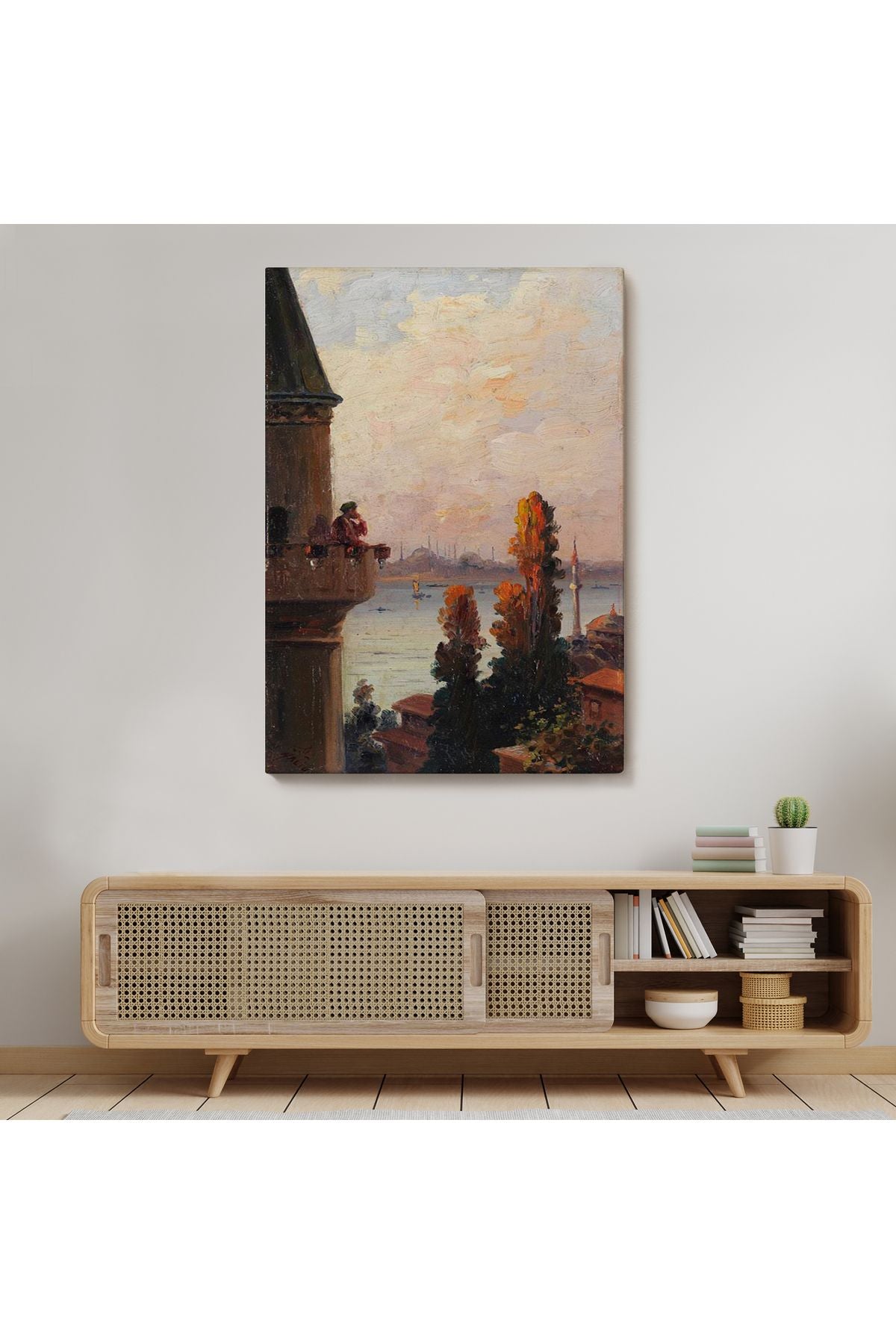 Galata Kulesinde Ezan Okudan Adam Duvar Tablo-6177