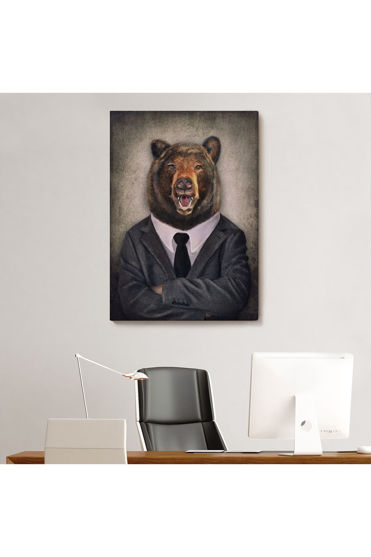 Ayı Kafalı İnsan Kanvas Tablo-4988