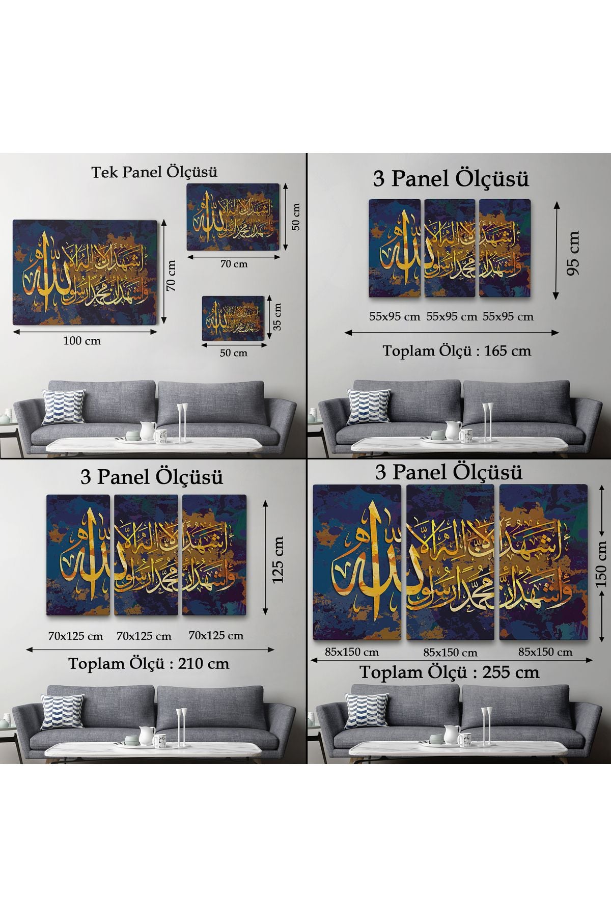 Allah'tan Başka İlah Yoktur; Muhammed (A.S) Allah'ın Kulu ve Elçisidir,Kanvas Tablo-3333