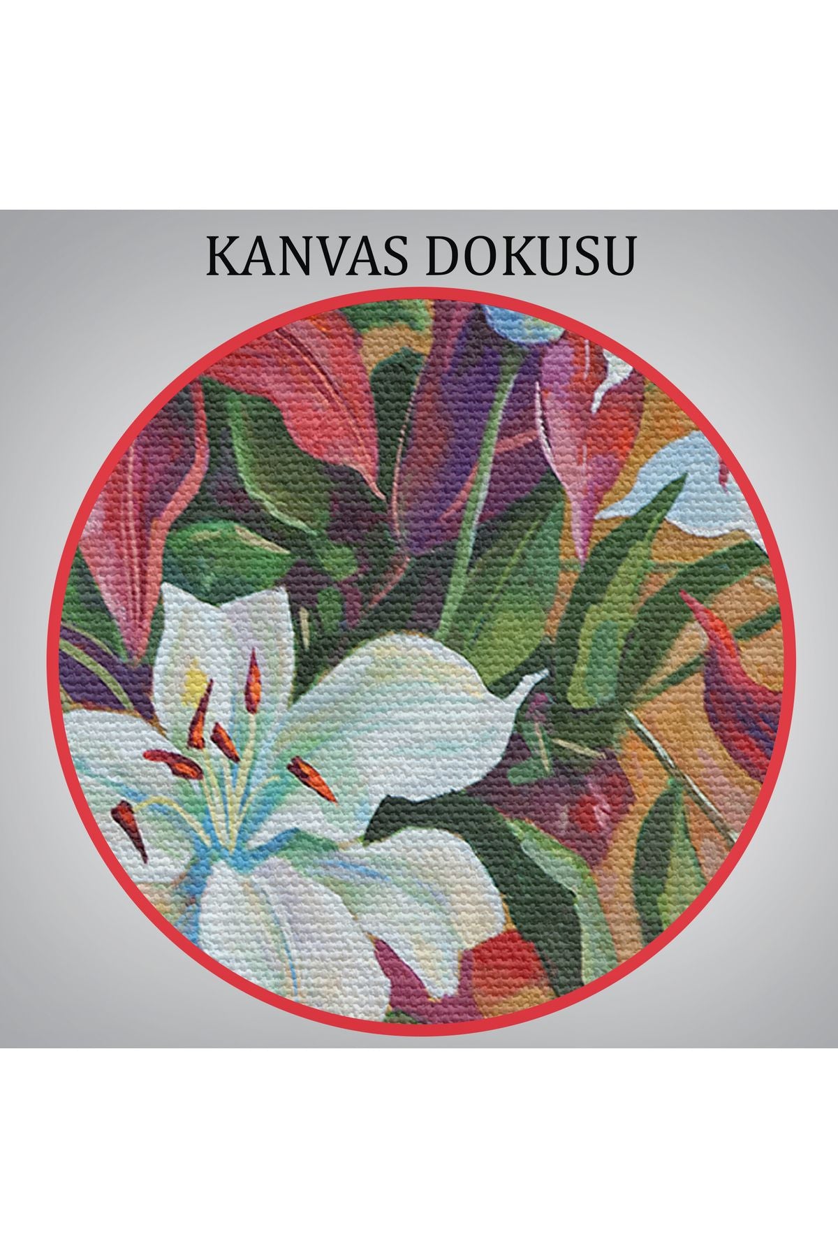 DB Zambak Çiçekleri Yağlıboya Görünüm Dekoratif Kanvas Duvar Tablosu-3602