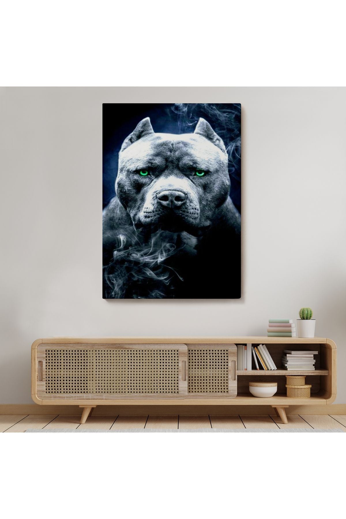 Pit Bull Yeşil Gözlü Amerikan Bully Köpek Kanvas Tablo-5259