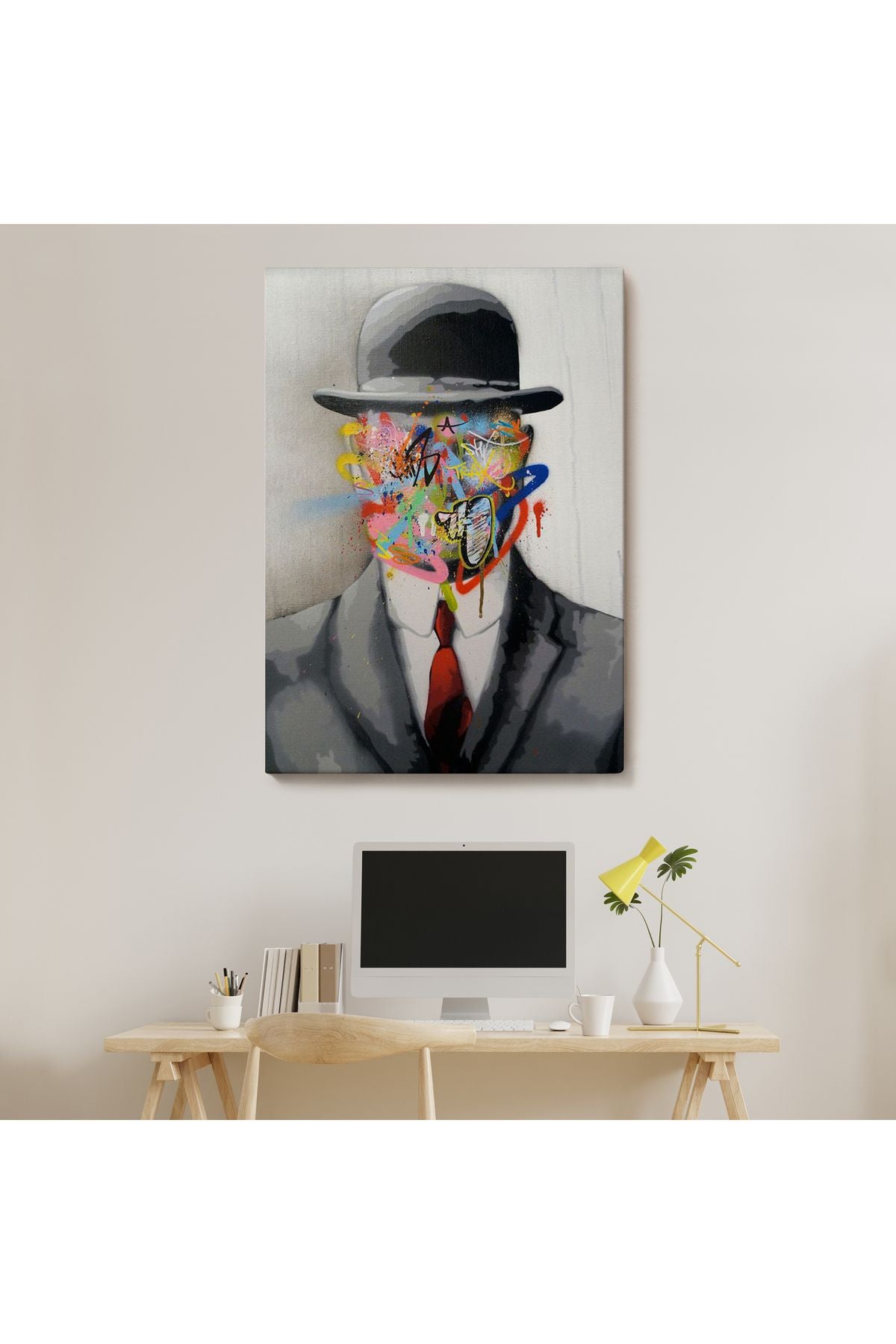 Rene Magritte Ünlü Resim “İnsanın Oğlu” Graffiti Pop Art Tablosu-6316