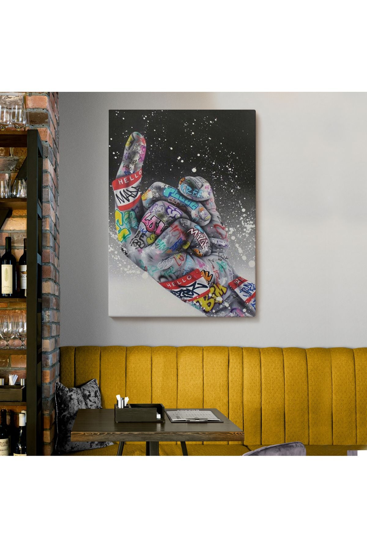 Graffiti Orta Parmak İzi Graffiti, Küfürlü El Hareketi, Hip Hop anvas Tablo-5314