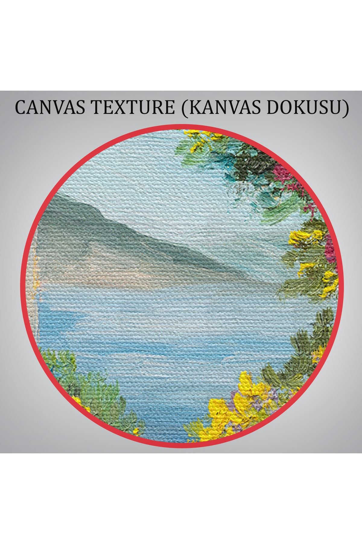 Deniz Yakınında Ev, Renkli Çiçekler, Deniz Manzaralı Kanvas Duvar Tablosu-1111