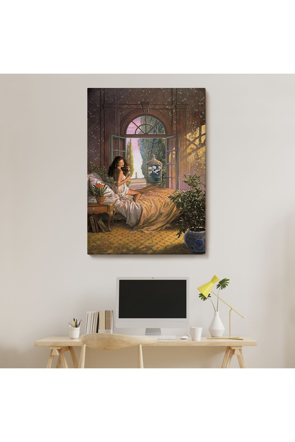 Yataktaki Güzel Kadın Dekoratif Duvar Tablosu-6340