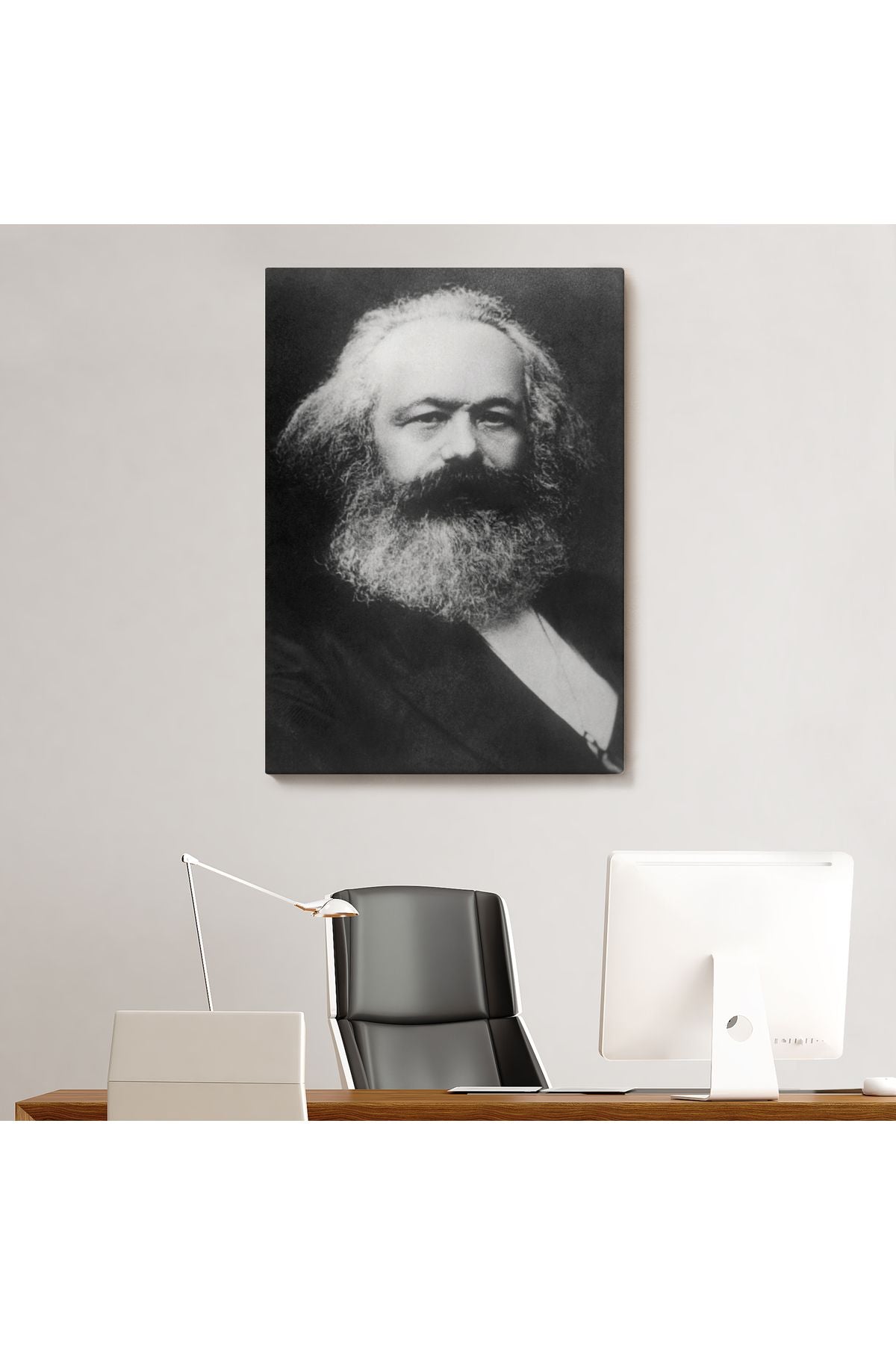 Karl Marx Siyah Beyaz Dekoratif Kanvas Tablo-5964