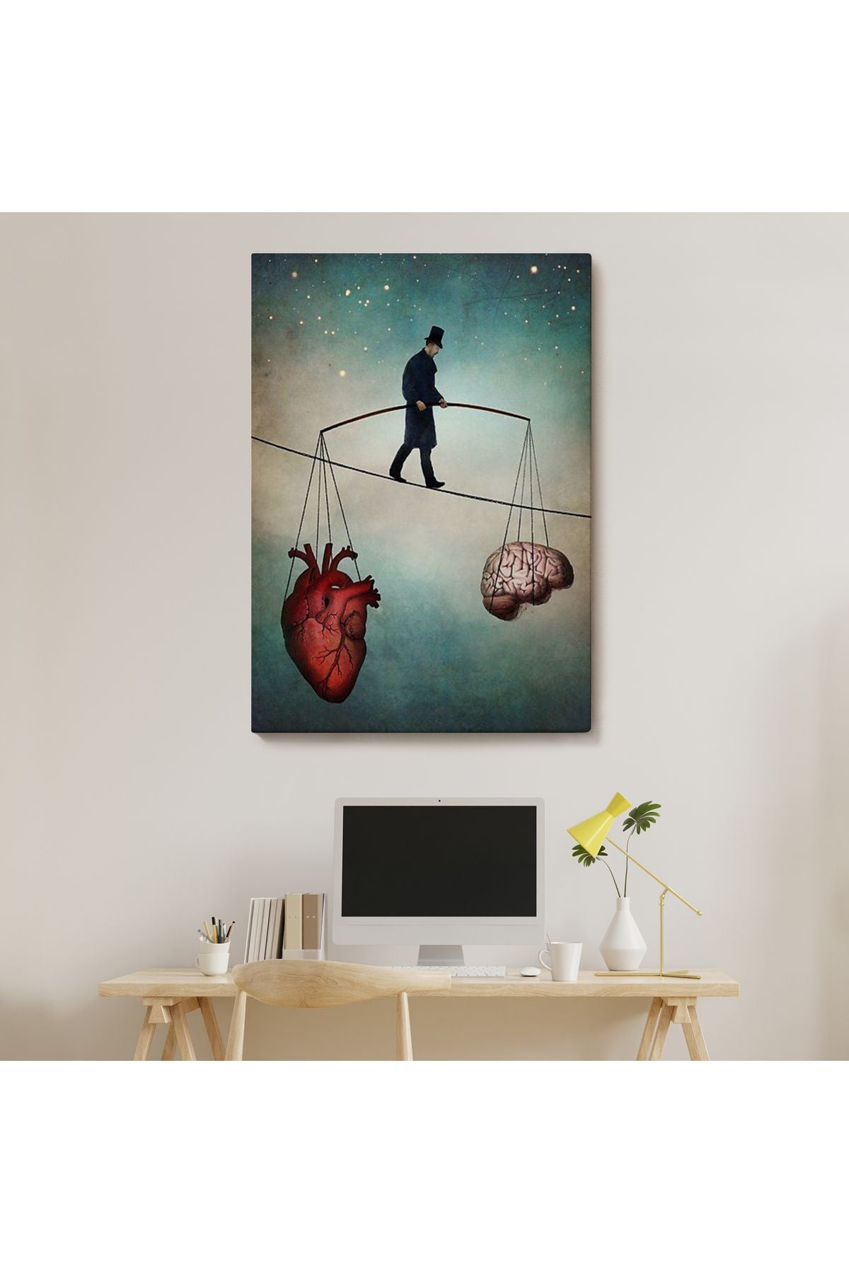 Dekoratif Kanvas Tablo, Duvar Tablosu-Kalp ile Akıl Arasındaki Balans 6363