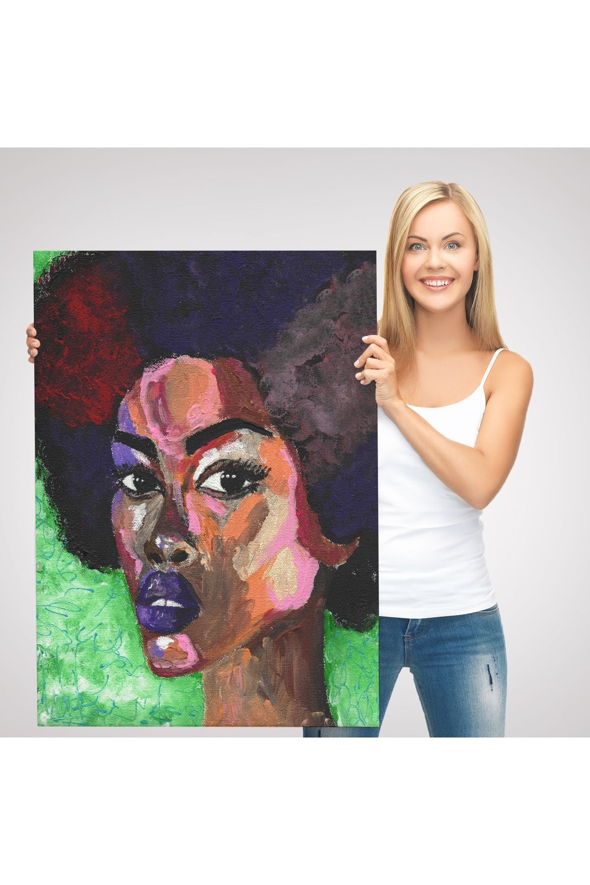Afrikalı Kadın Portresi Pop Art Duvar Tablosu-6004