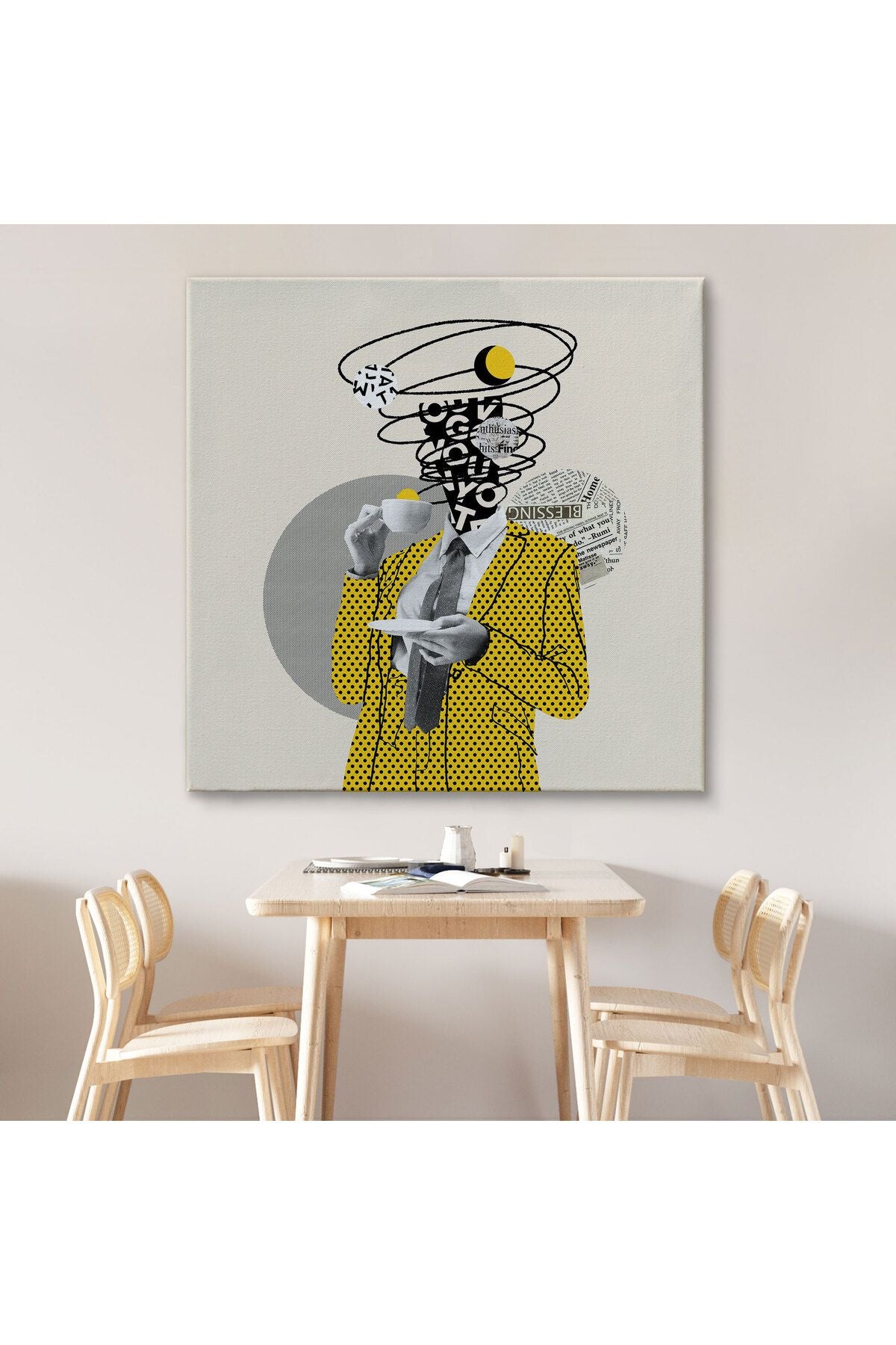 Kahve İçen Çizgi Roman Kahramanı Pop Art Tablo-5801