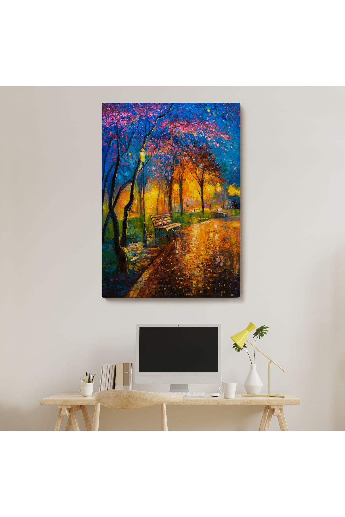 Moskova Parkta Gece Manzarası Kanvas Tablo-5986