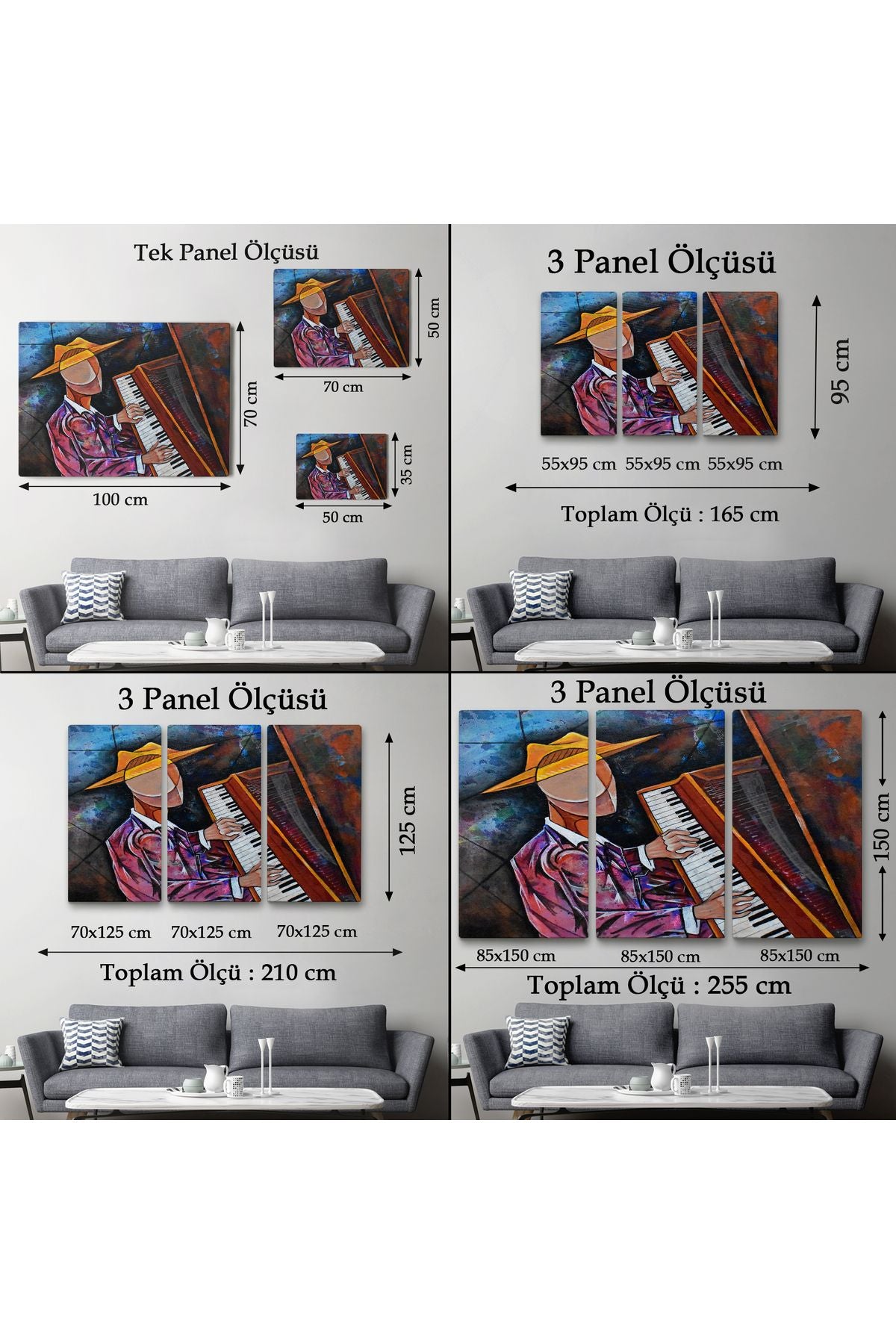 DB HG Piyano Çalan Sürreal Adam Duvar Tablosu-3599