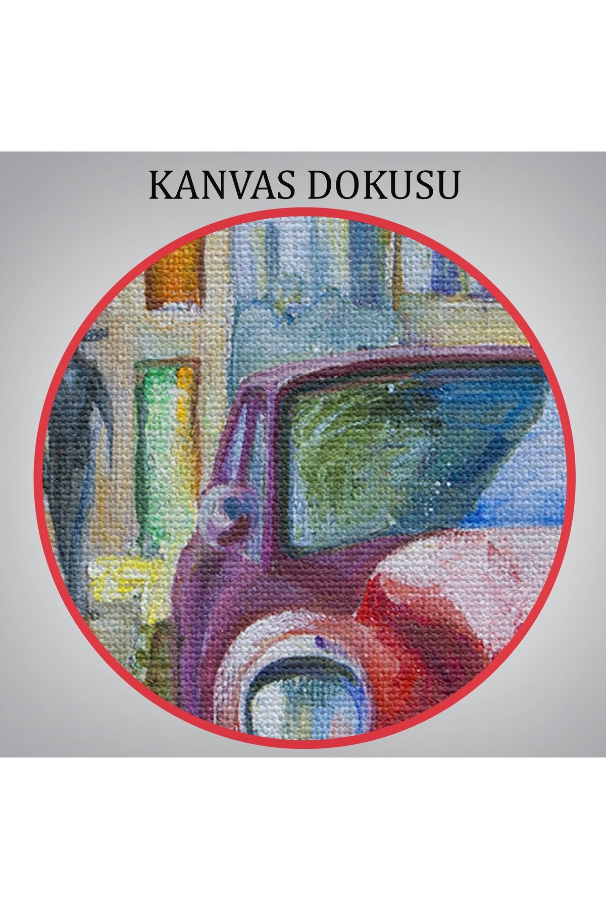 Dekoratif Kanvas Tablo, Duvar Tablosu-Yağlıboya Görünüm Eski Kırmızı Araba 3433